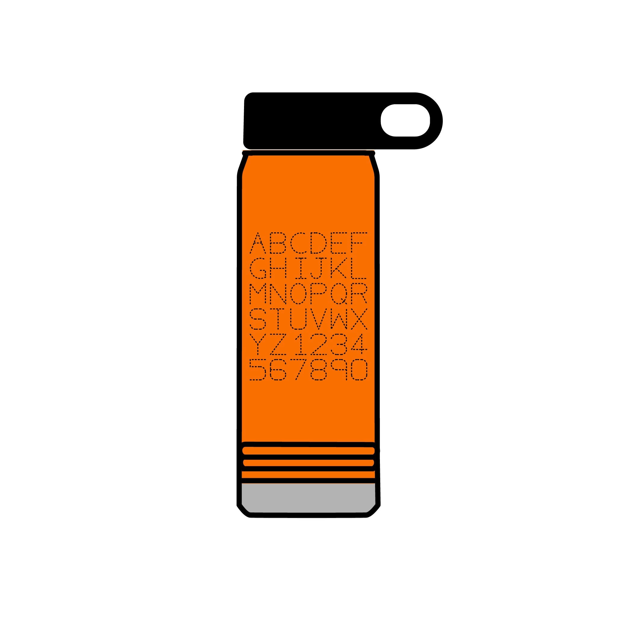 Alphabet Grid Water Bottle, 20oz | Minimal Monogram Lettering