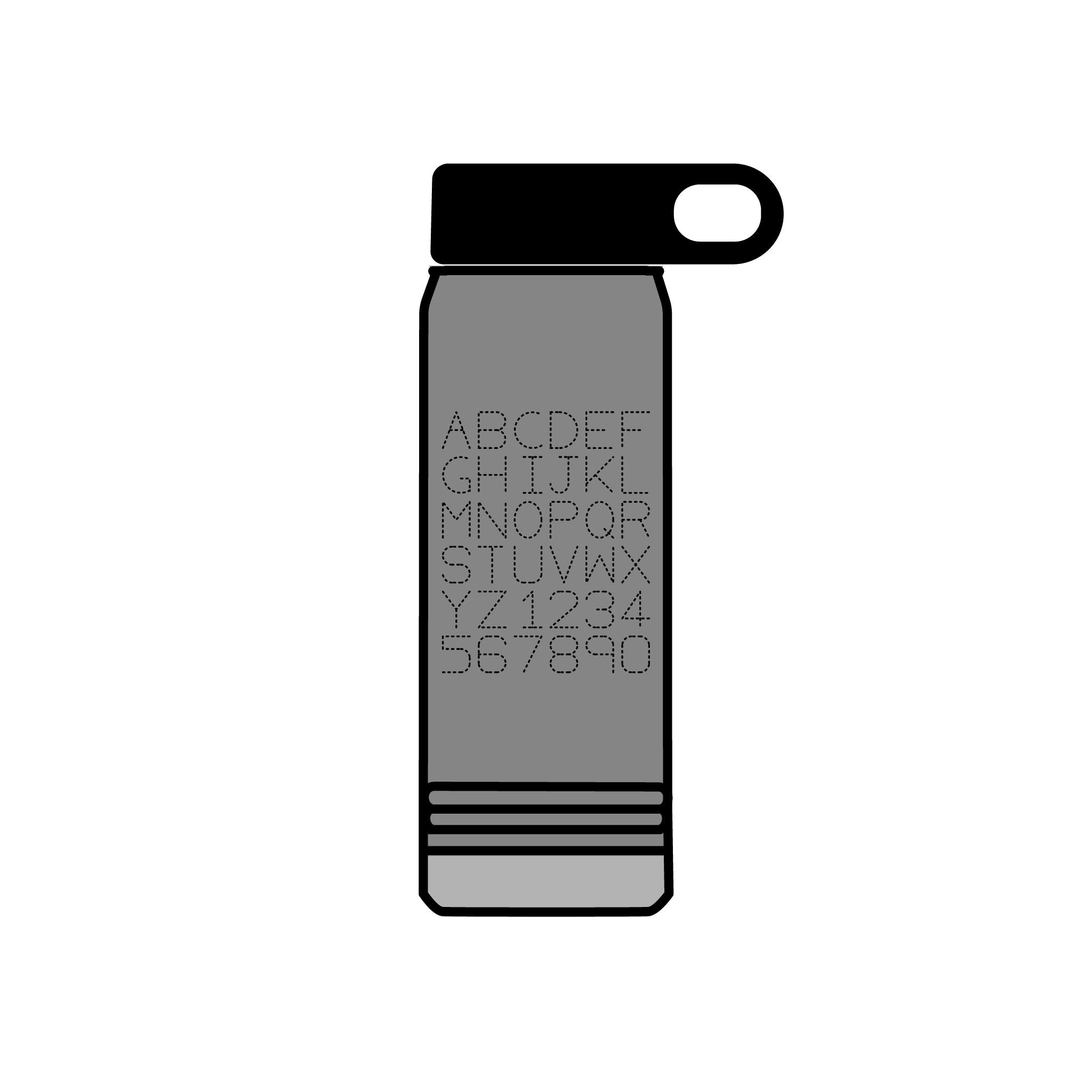 Alphabet Grid Water Bottle, 20oz | Minimal Monogram Lettering