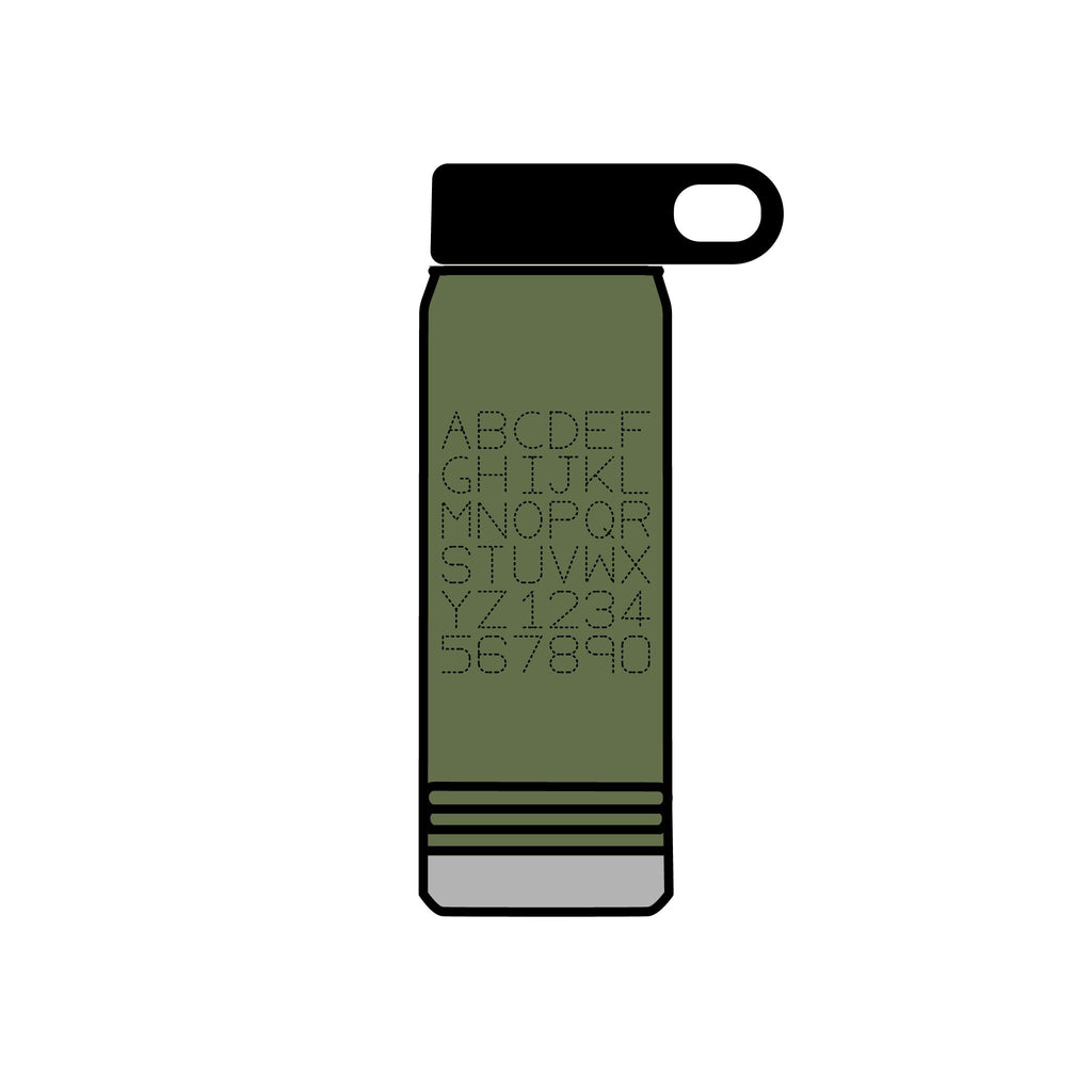 Alphabet Grid Water Bottle, 20oz | Minimal Monogram Lettering