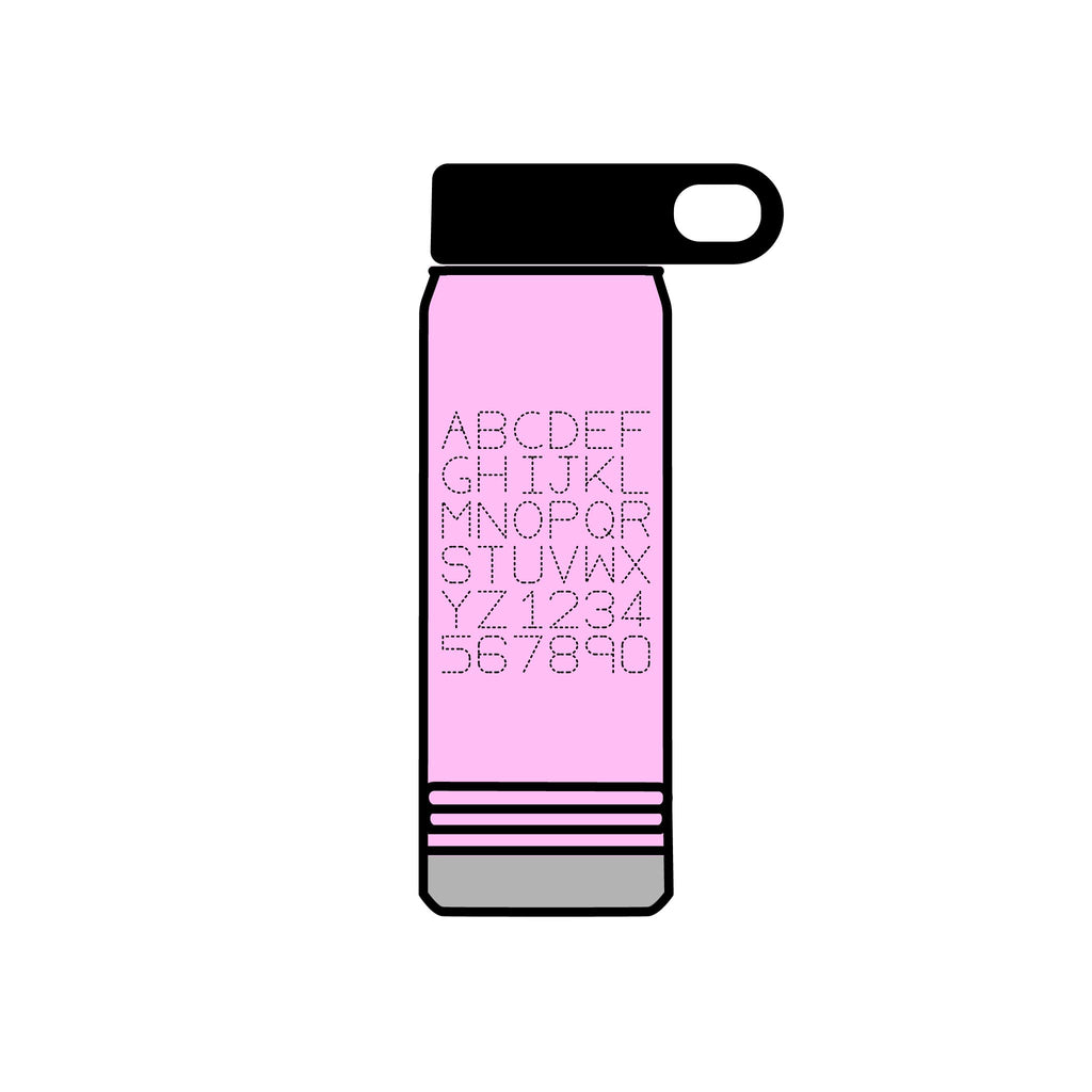 Alphabet Grid Water Bottle, 20oz | Minimal Monogram Lettering