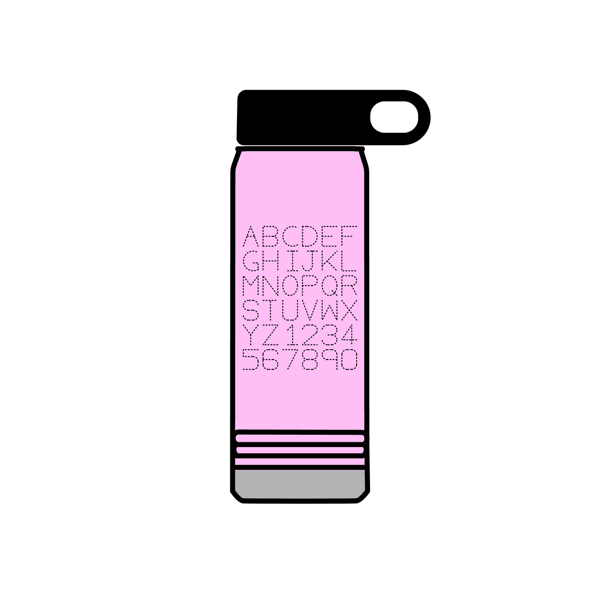 Alphabet Grid Water Bottle, 20oz | Minimal Monogram Lettering