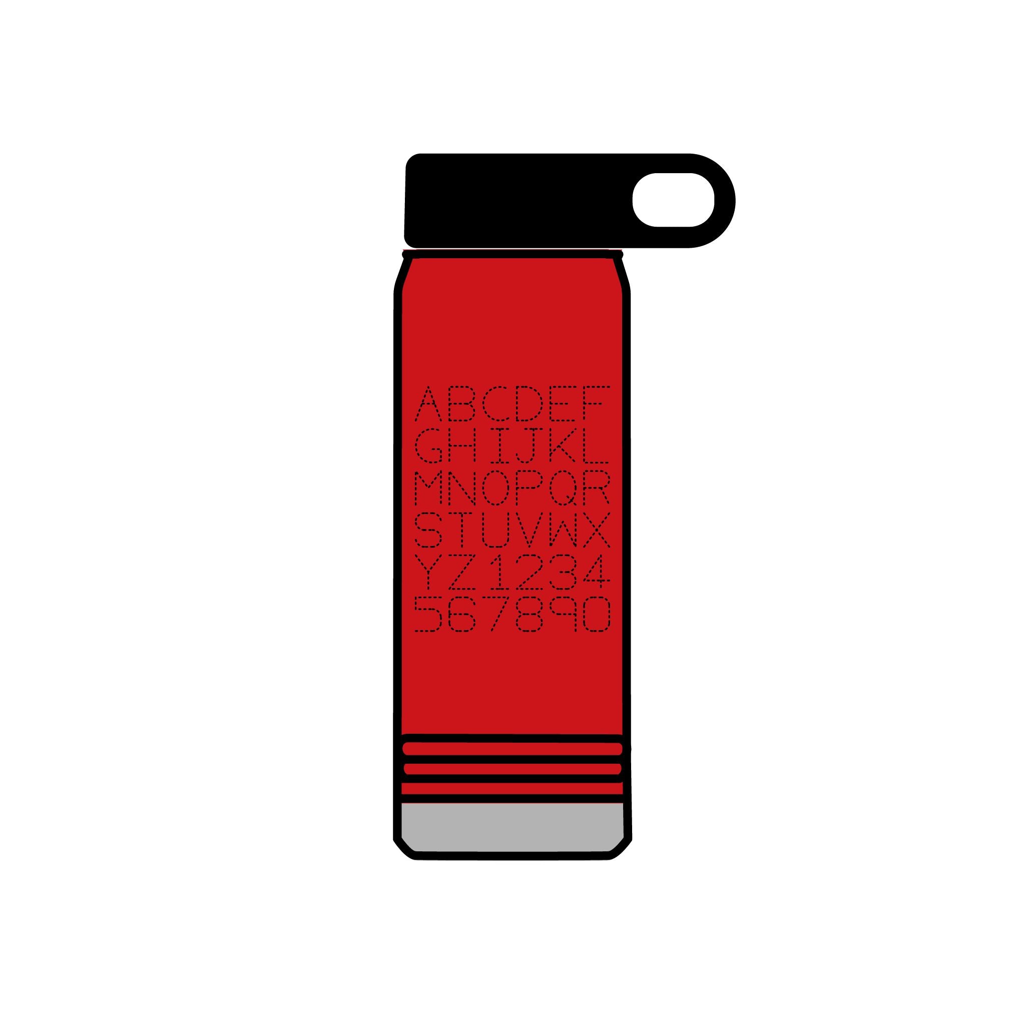 Alphabet Grid Water Bottle, 20oz | Minimal Monogram Lettering