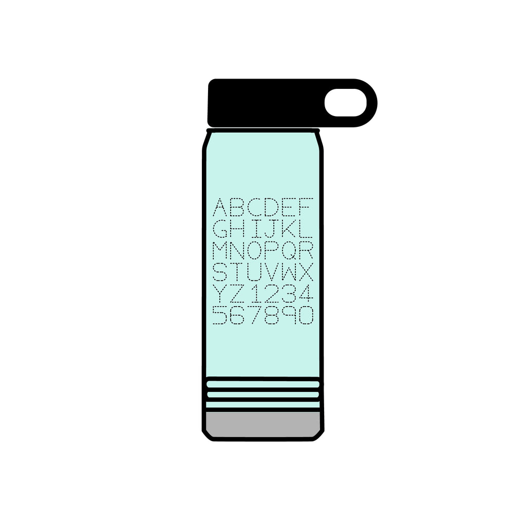 Alphabet Grid Water Bottle, 20oz | Minimal Monogram Lettering