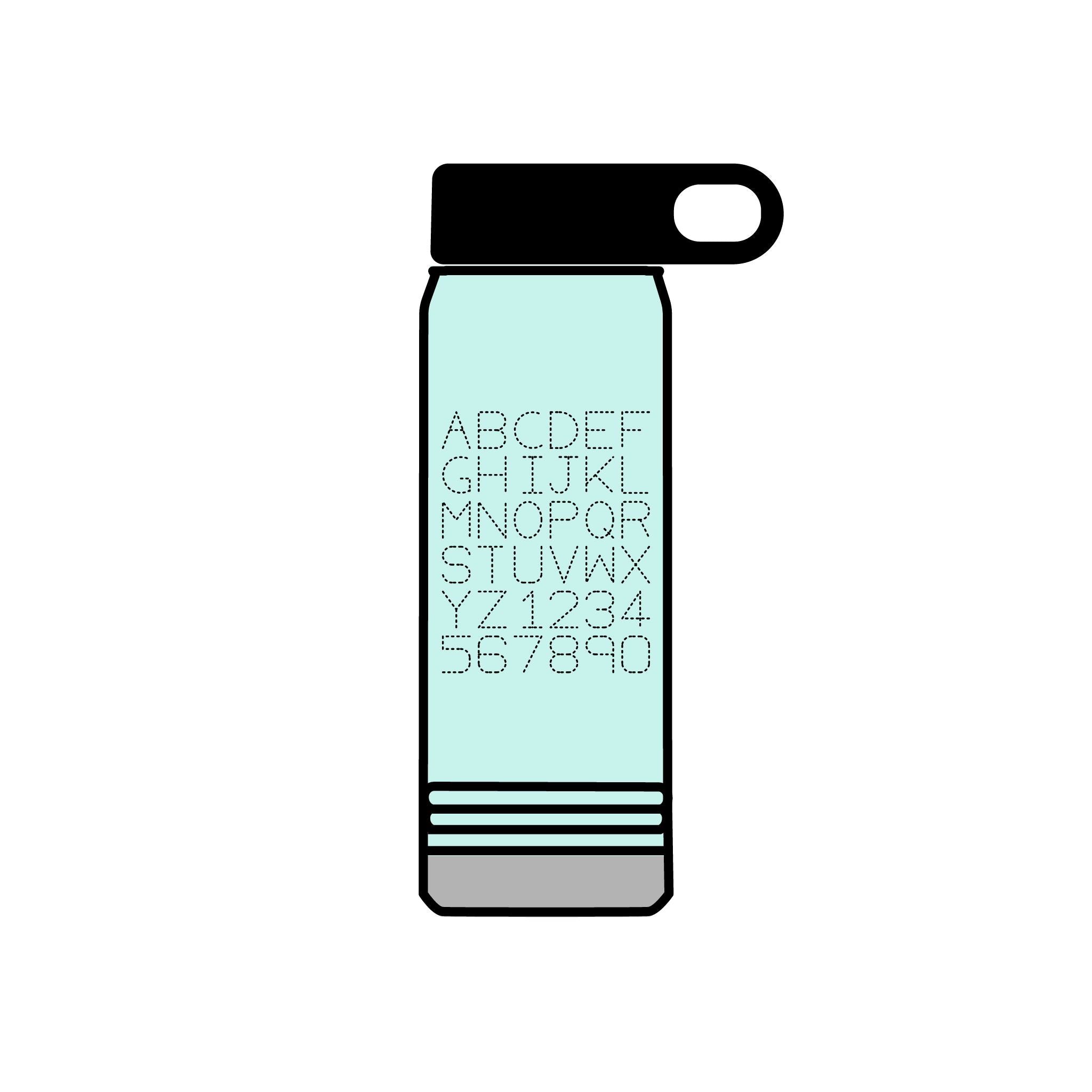 Alphabet Grid Water Bottle, 20oz | Minimal Monogram Lettering
