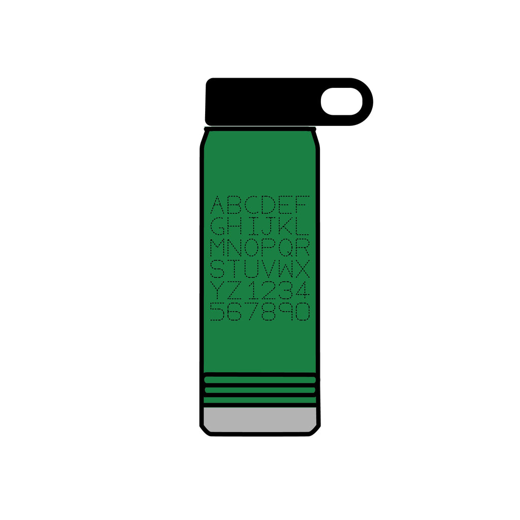 Alphabet Grid Water Bottle, 20oz | Minimal Monogram Lettering
