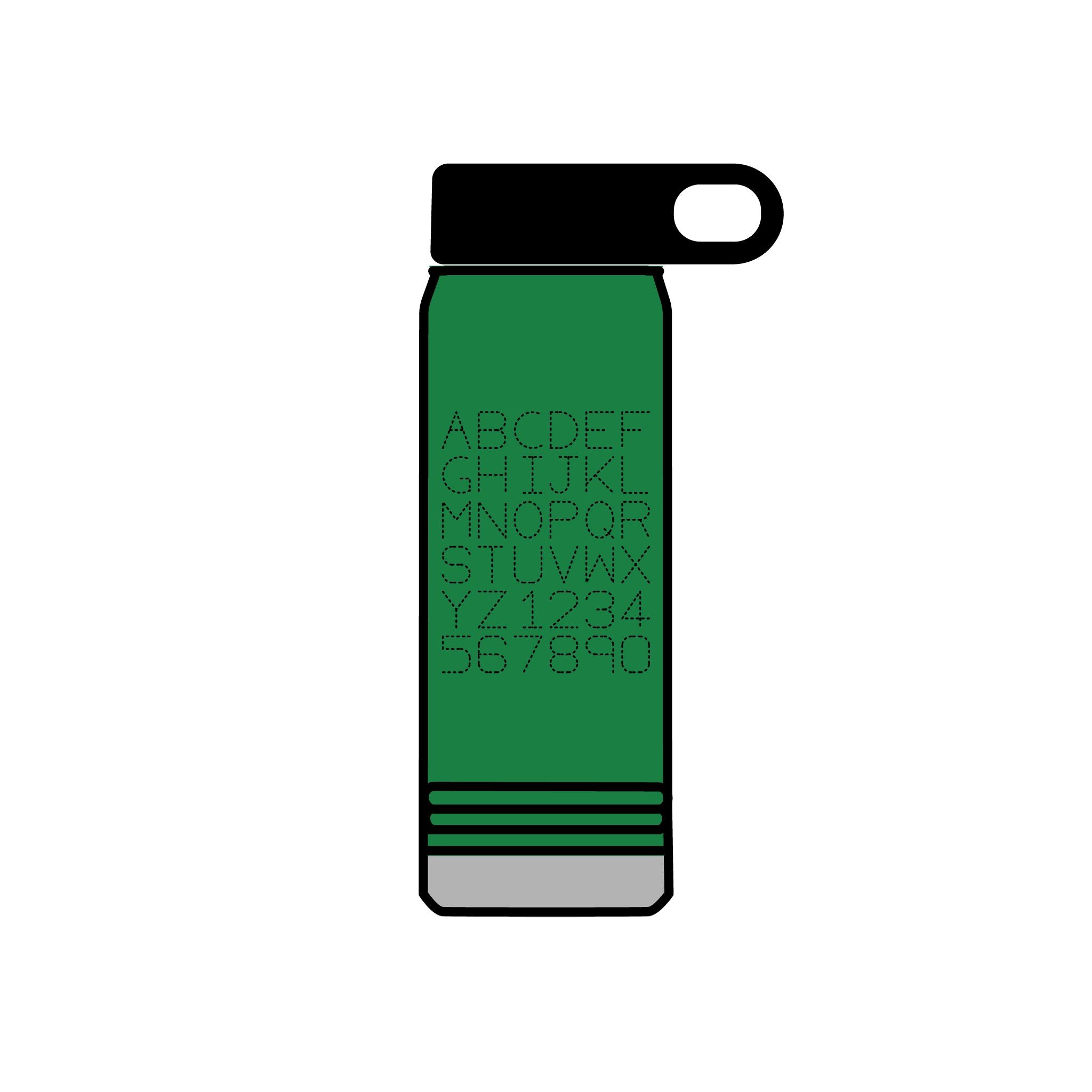 Alphabet Grid Water Bottle, 20oz | Minimal Monogram Lettering
