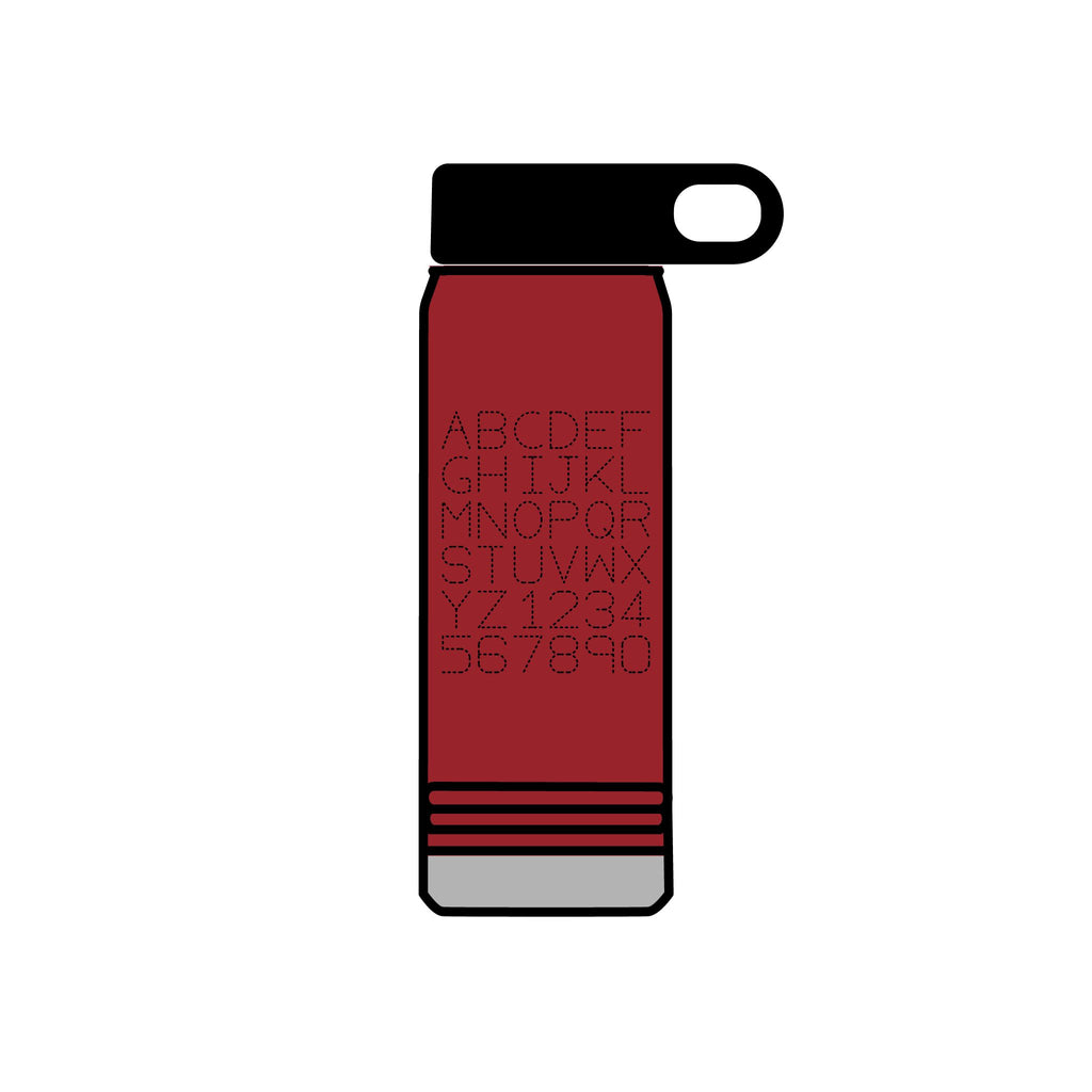 Alphabet Grid Water Bottle, 20oz | Minimal Monogram Lettering