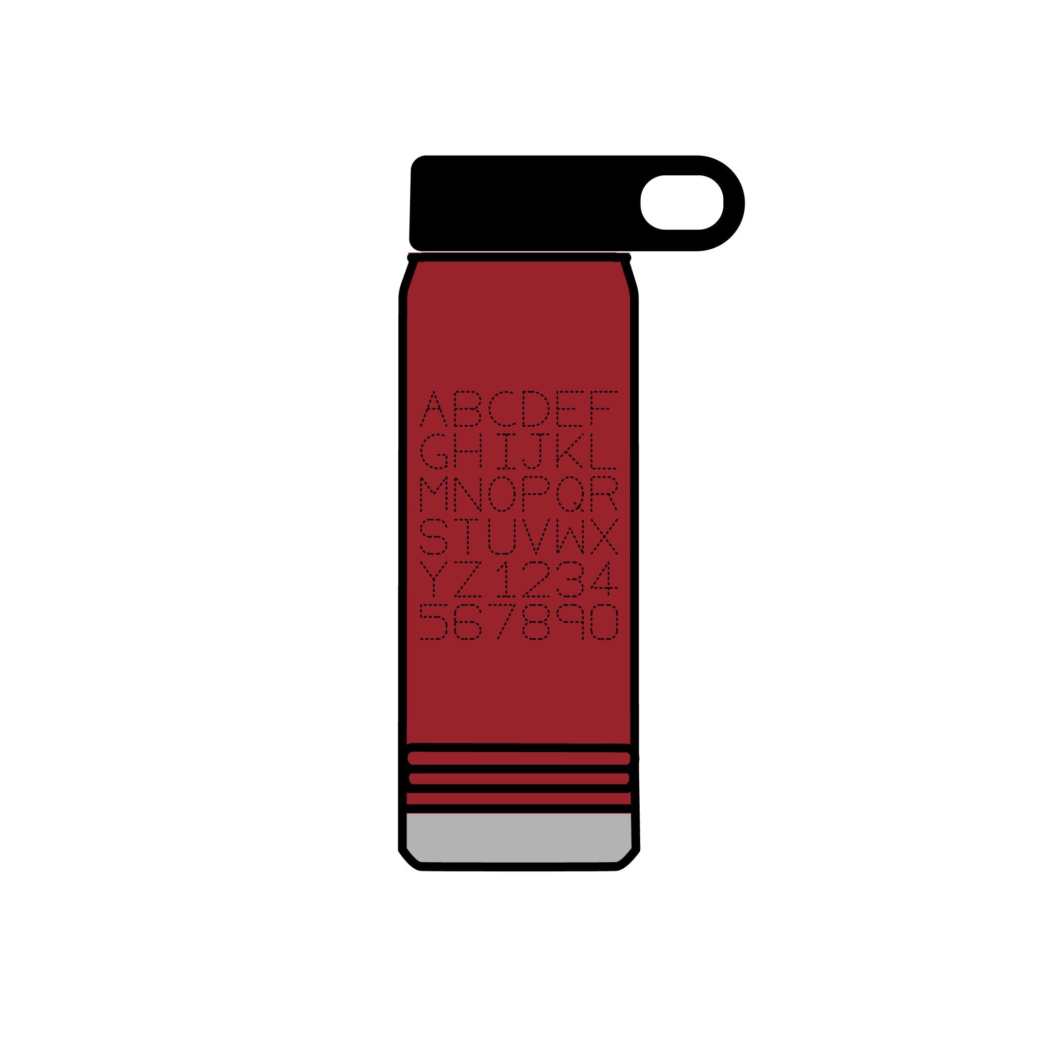 Alphabet Grid Water Bottle, 20oz | Minimal Monogram Lettering