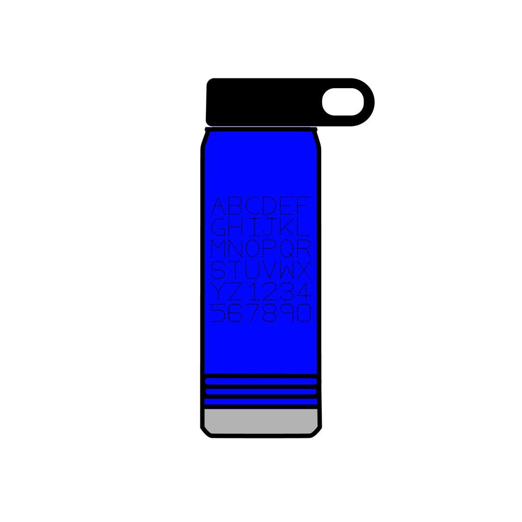Alphabet Grid Water Bottle, 20oz | Minimal Monogram Lettering