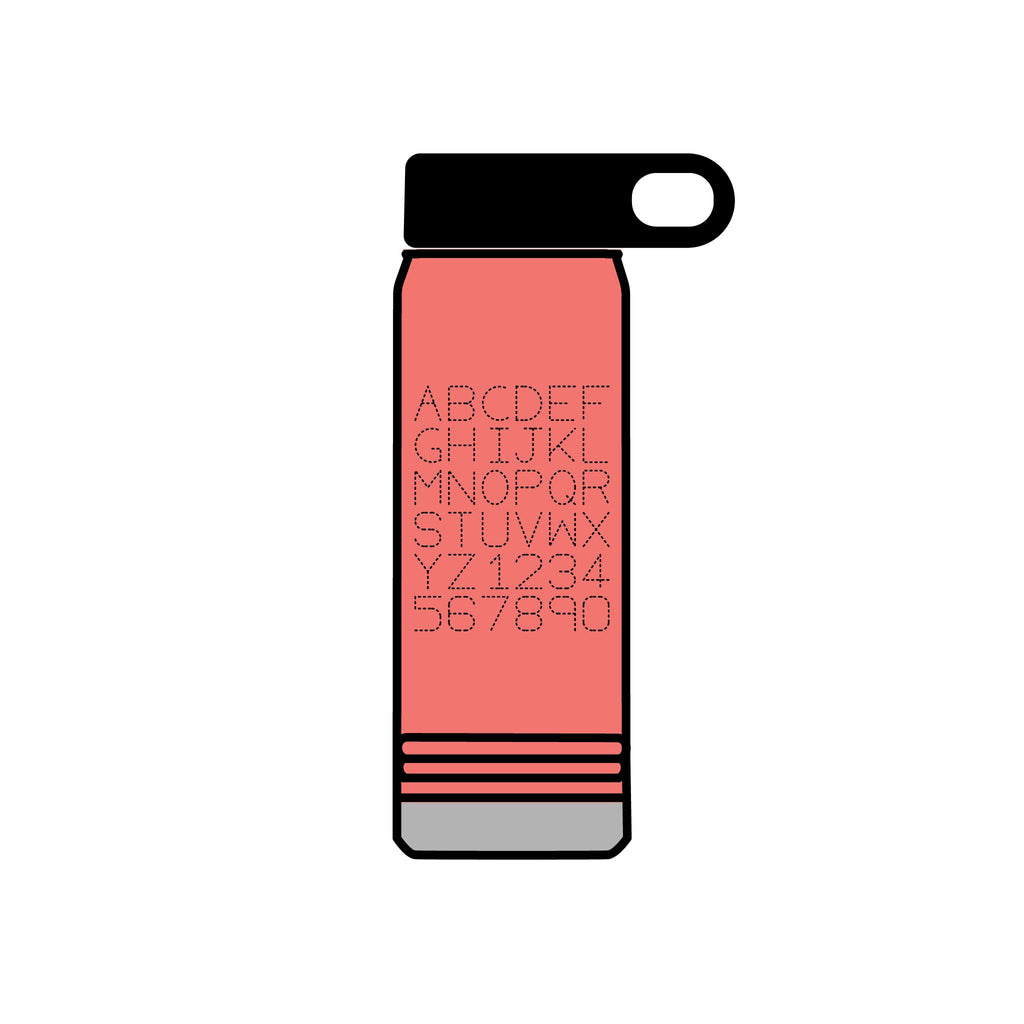 Alphabet Grid Water Bottle, 20oz | Minimal Monogram Lettering