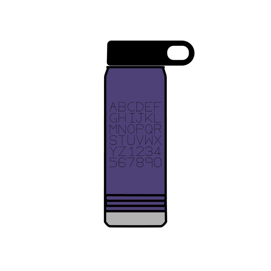 Alphabet Grid Water Bottle, 20oz | Minimal Monogram Lettering