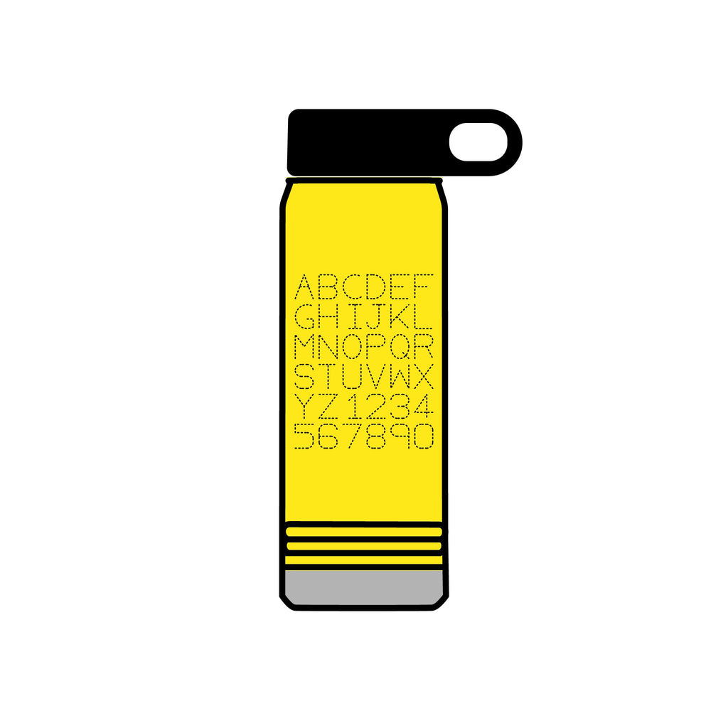 Alphabet Grid Water Bottle, 20oz | Minimal Monogram Lettering