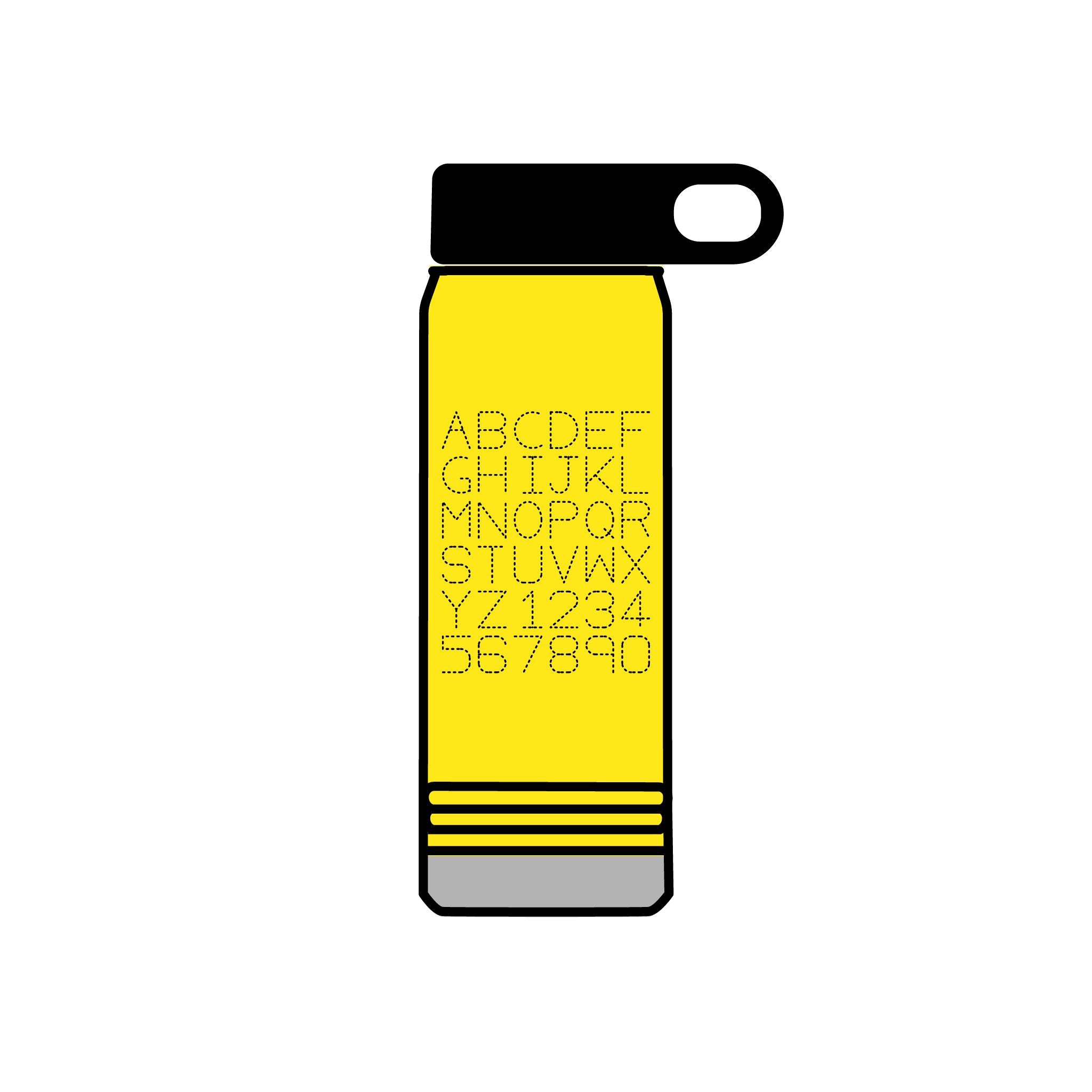 Alphabet Grid Water Bottle, 20oz | Minimal Monogram Lettering