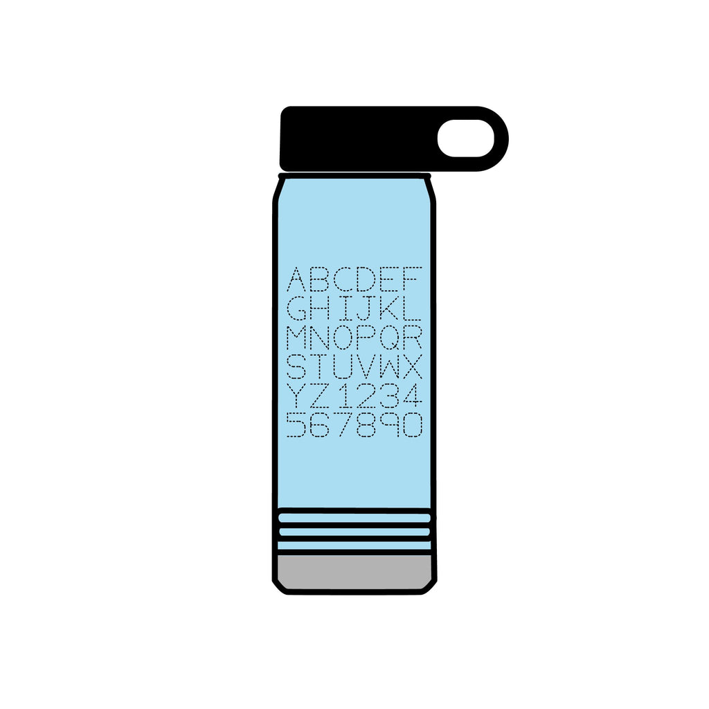 Alphabet Grid Water Bottle, 20oz | Minimal Monogram Lettering
