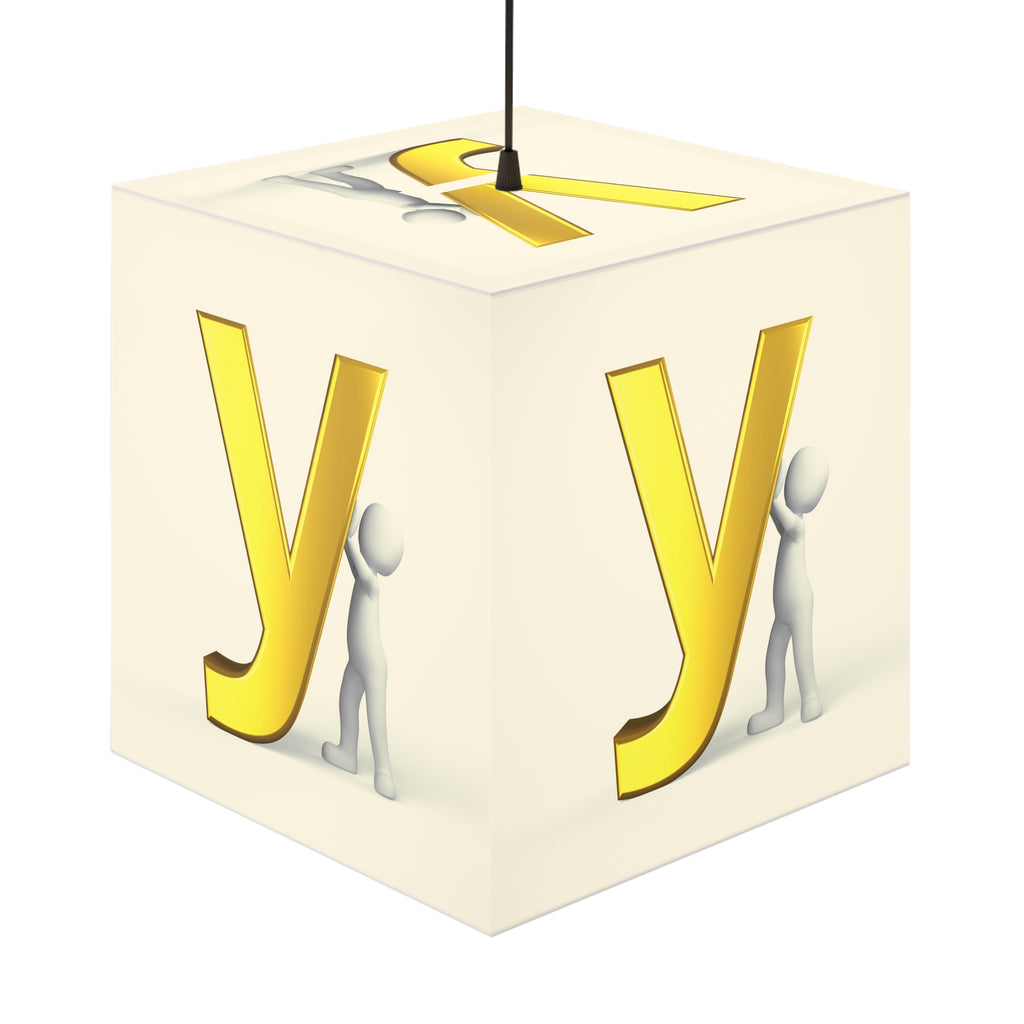 Gold Letter Y Light Cube Lamp | Alphabet Nursery Hanging Light