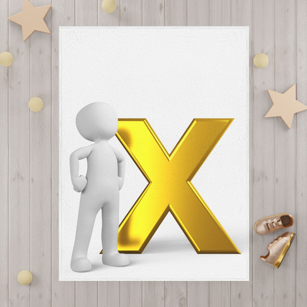 Gold Letter X with 3D Figure Toddler Blanket | Initial Alphabet Blanket