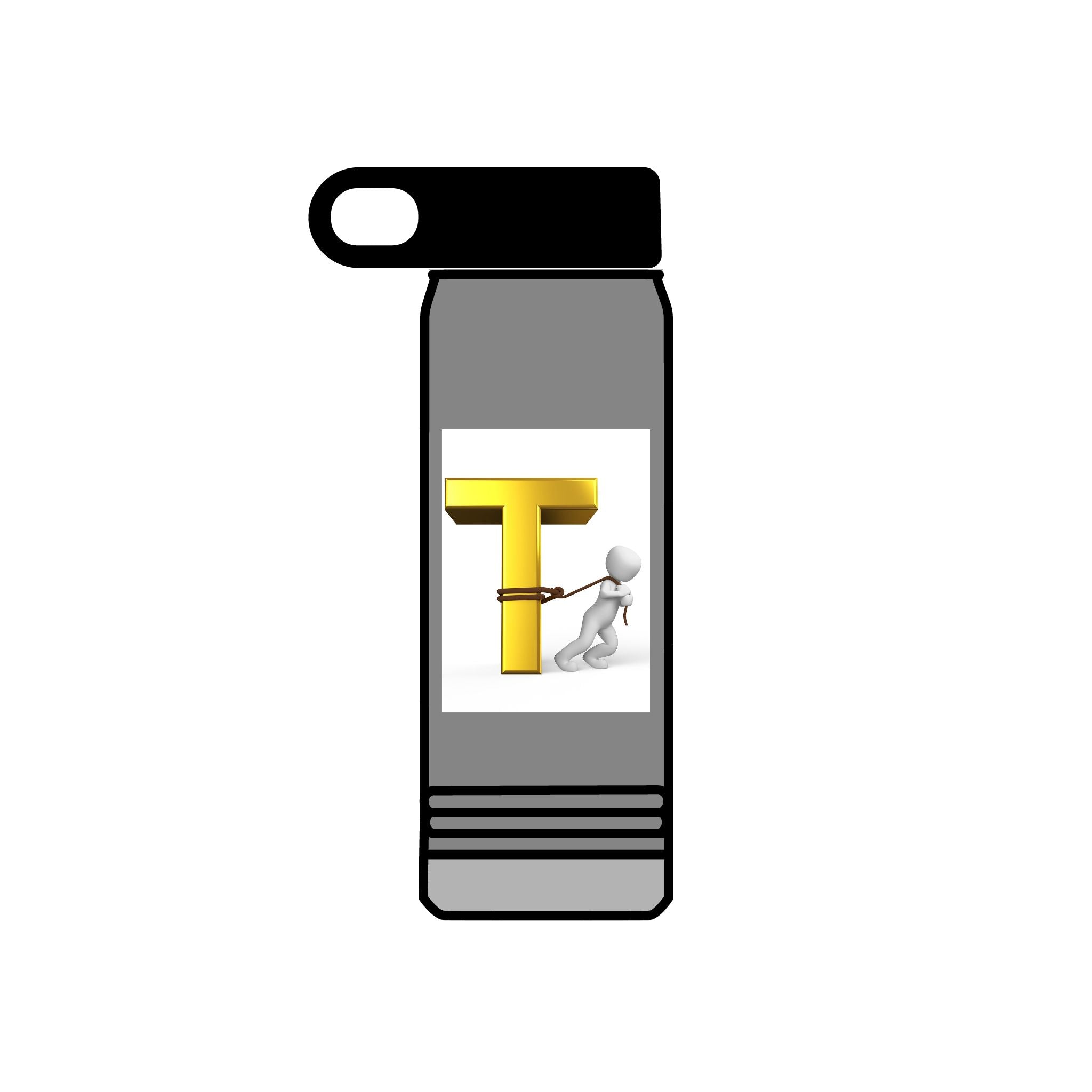 3D Gold Letter T with Figure Water Bottle | 20oz