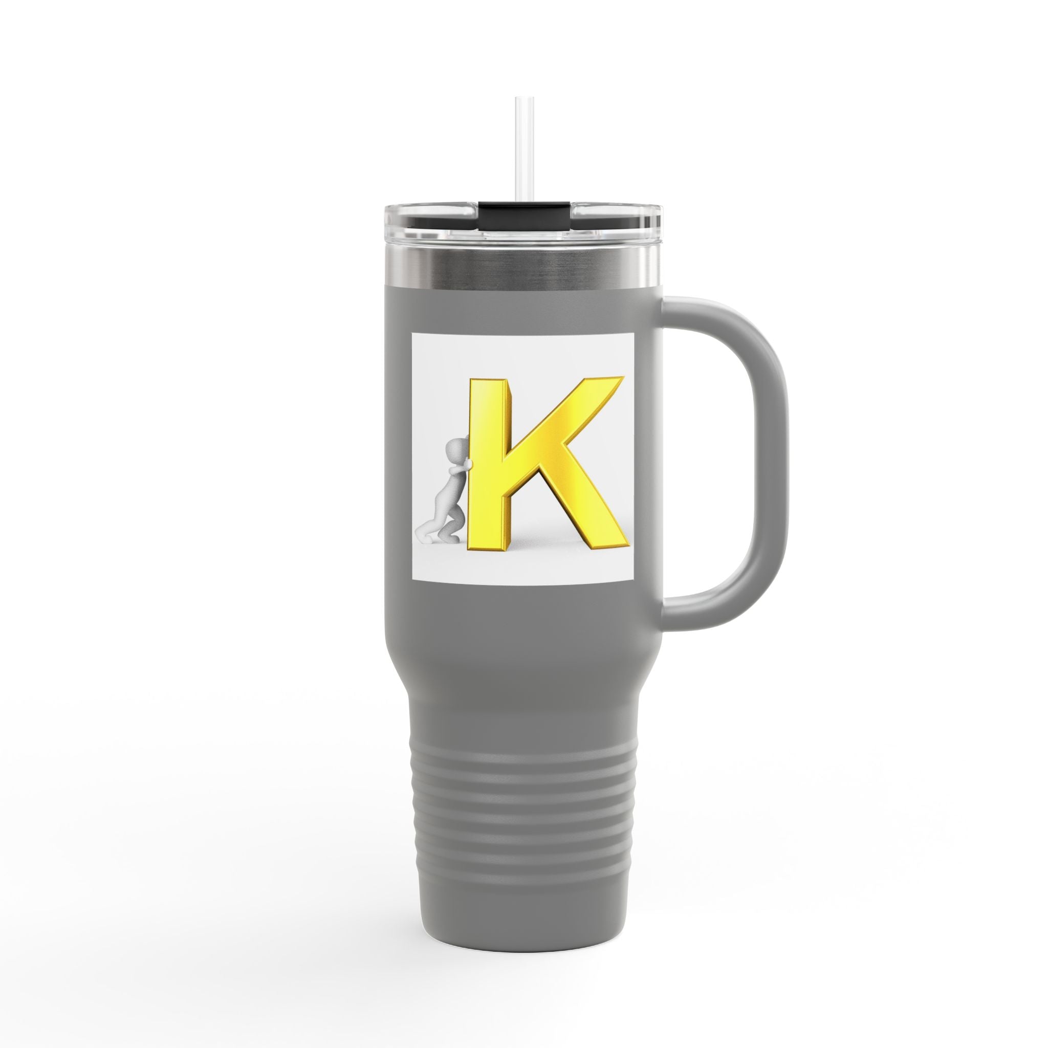 Yellow 3D Letter K monogram Insulated Travel Mug | 40oz