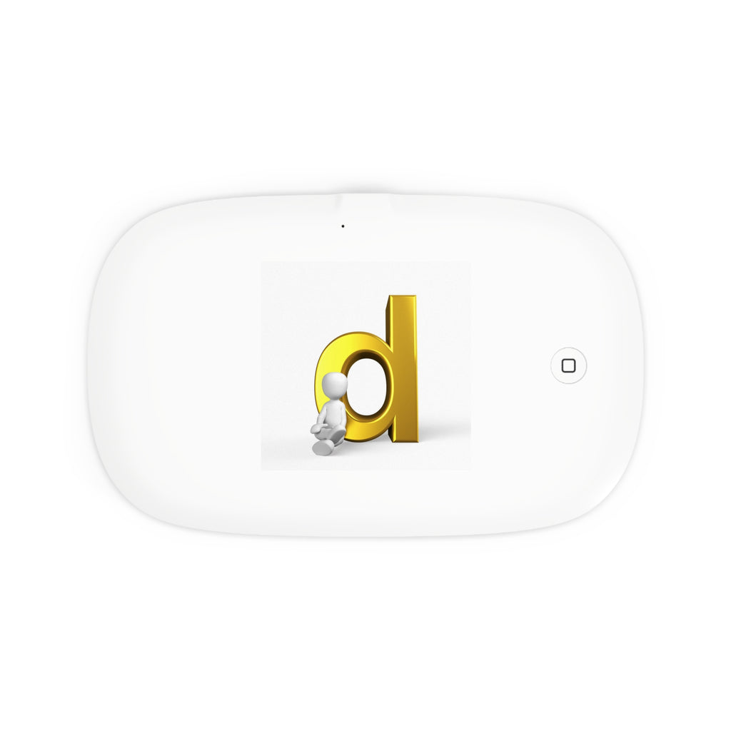 Golden Letter D Graphic UV Phone Sanitizer and Wireless Charging Pad | Desk Accessory