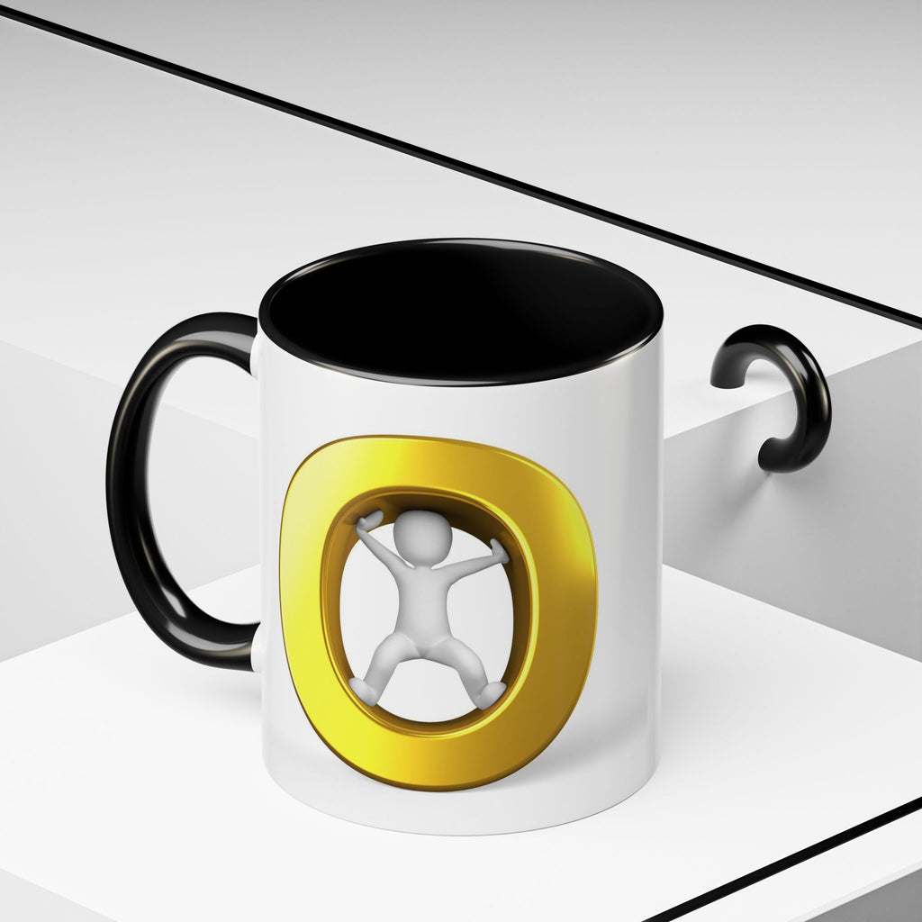 Stick Figure Inside Gold Letter O Mug | Accent Coffee Mug 11oz 15oz