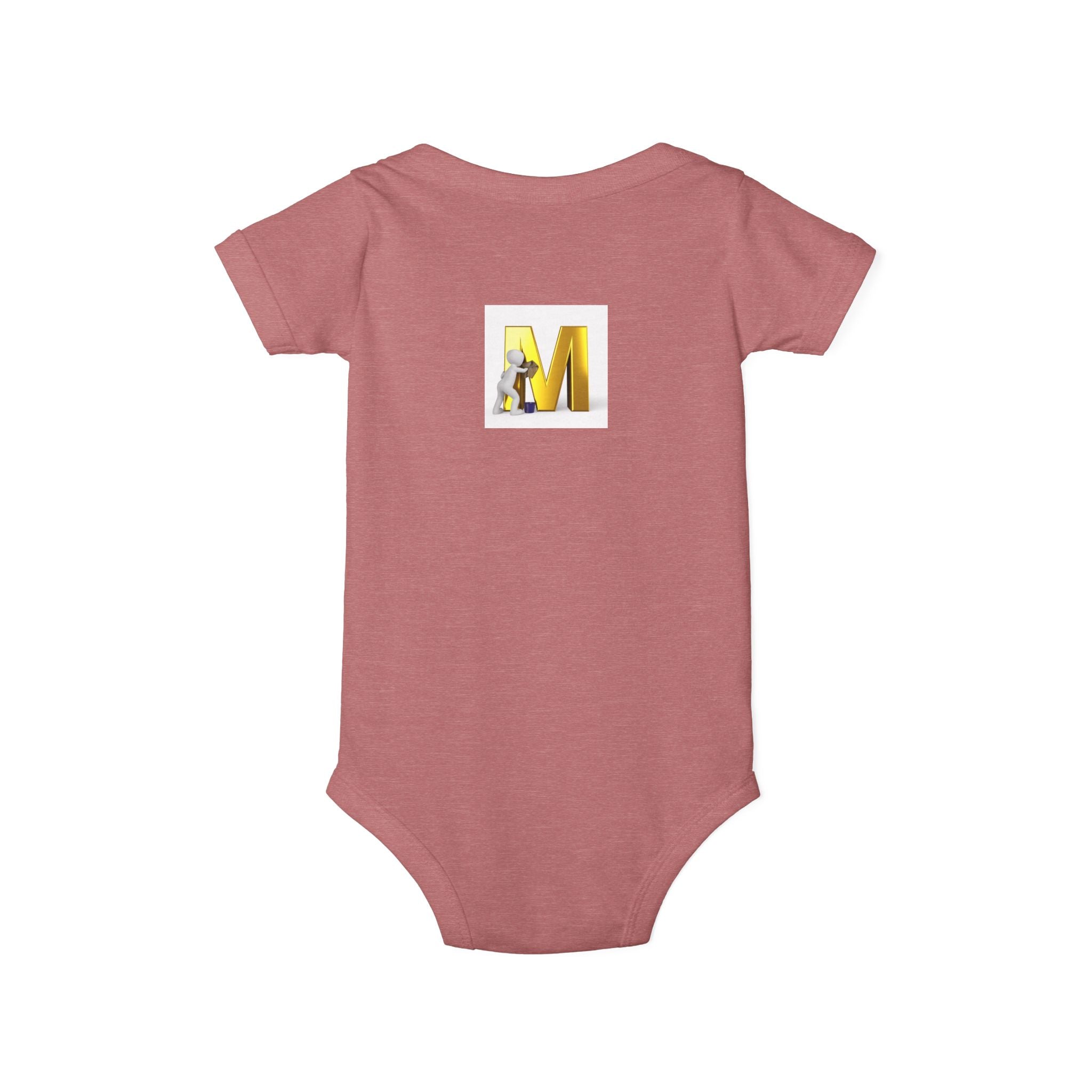Yellow Letter M with Mouse Onesie | Baby Monogram Initial Infant Bodysuit