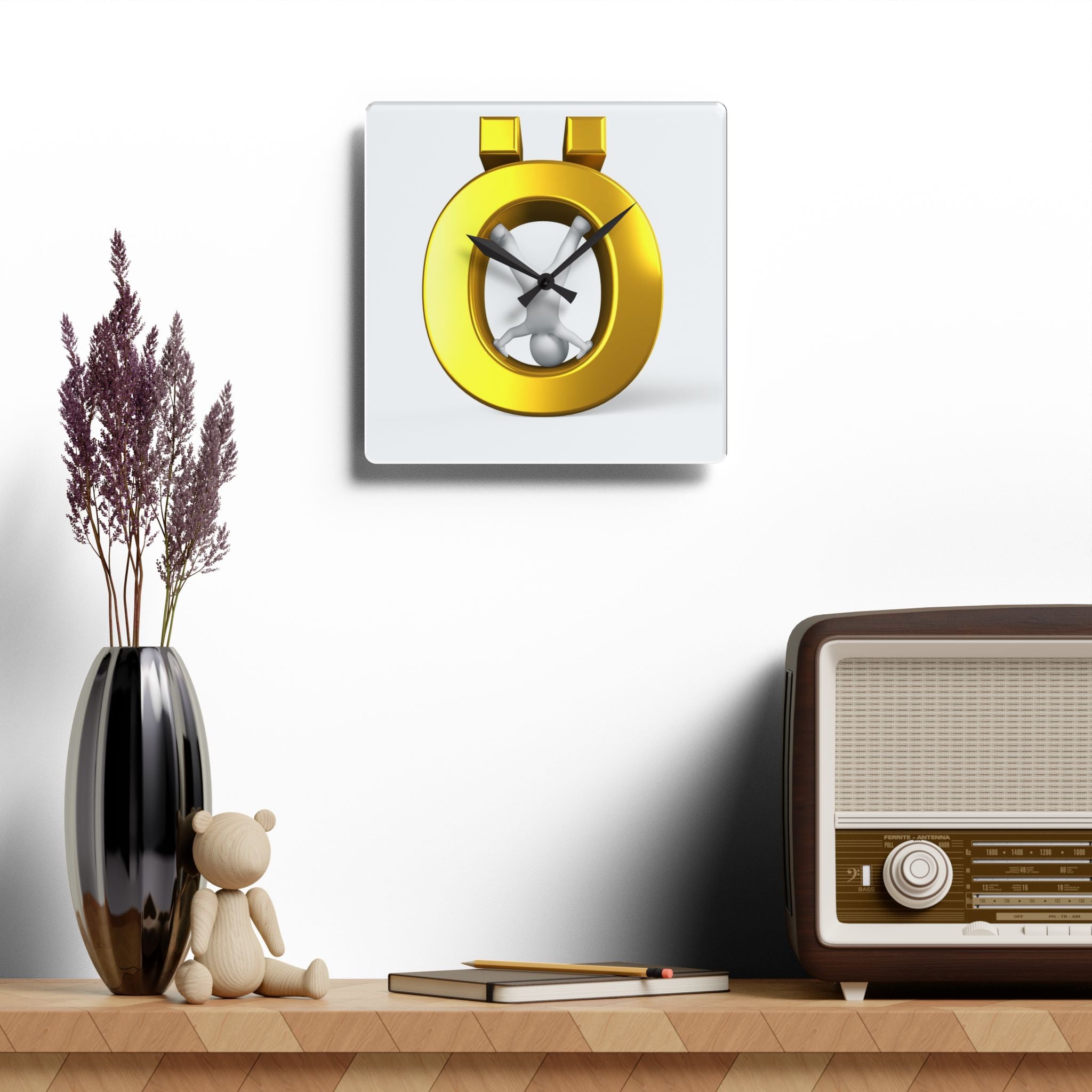 Gold Letter Ö Clock Acrylic Wall Clock | Modern Currency Decor