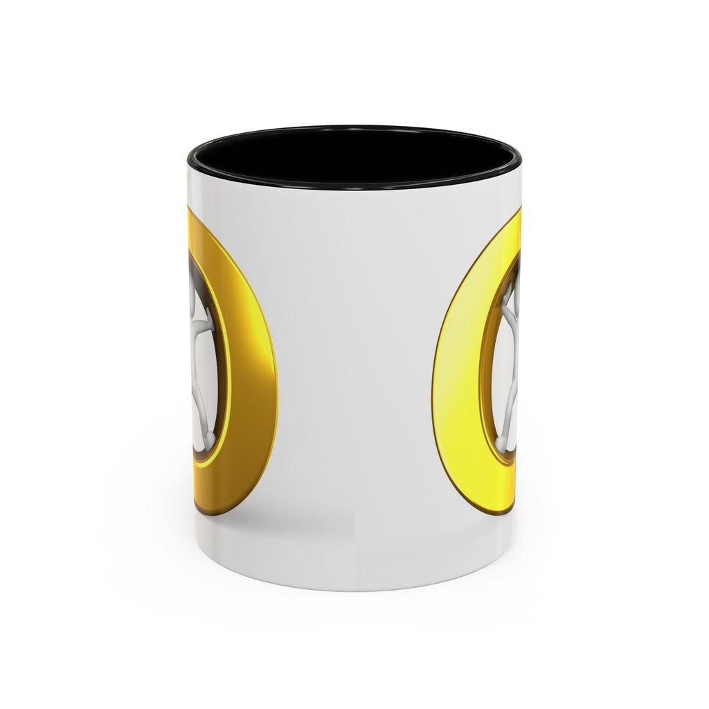 Stick Figure Inside Gold Letter O Mug | Accent Coffee Mug 11oz 15oz