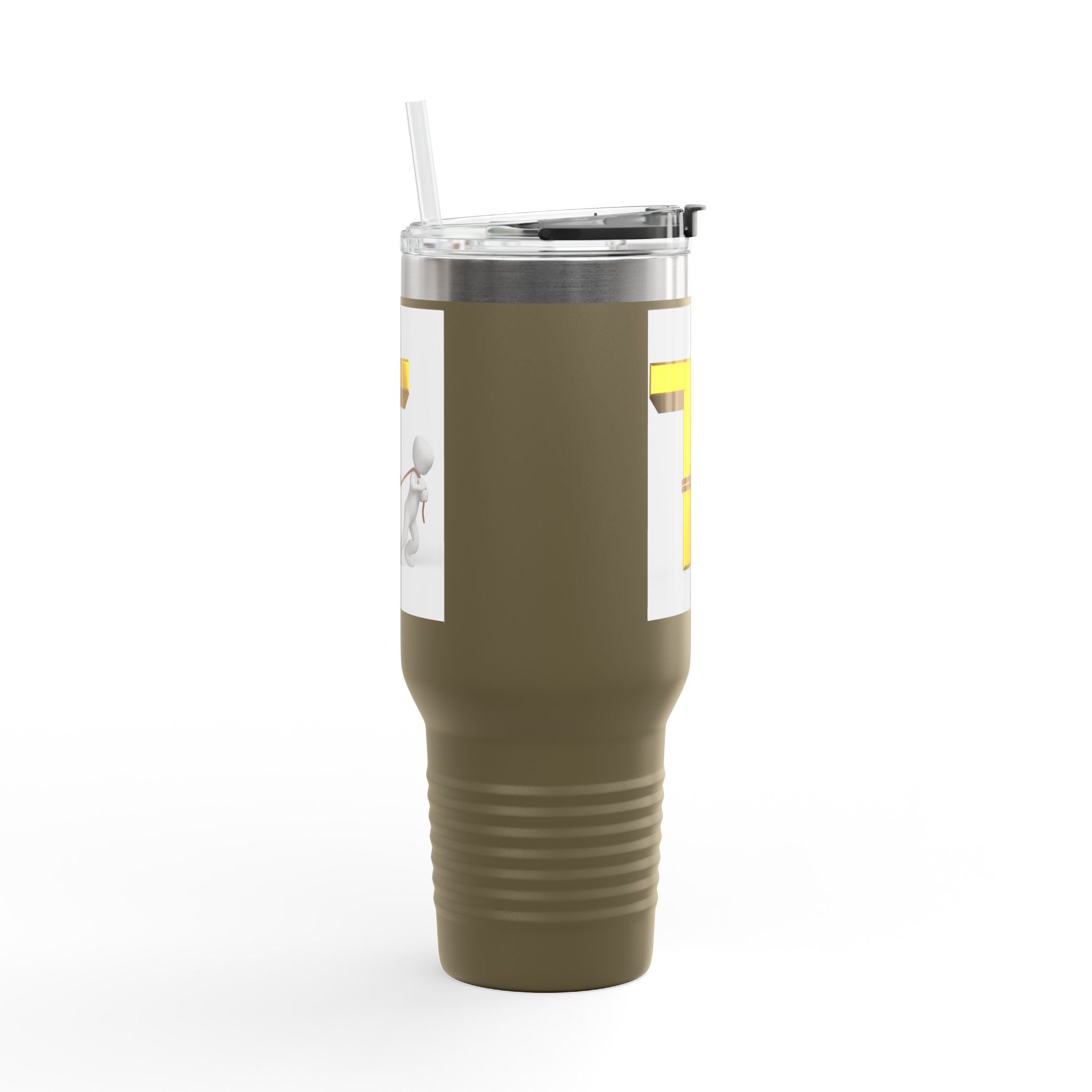 Mug de voyage isotherme 40oz avec figurine 3D tirant la lettre T en or
