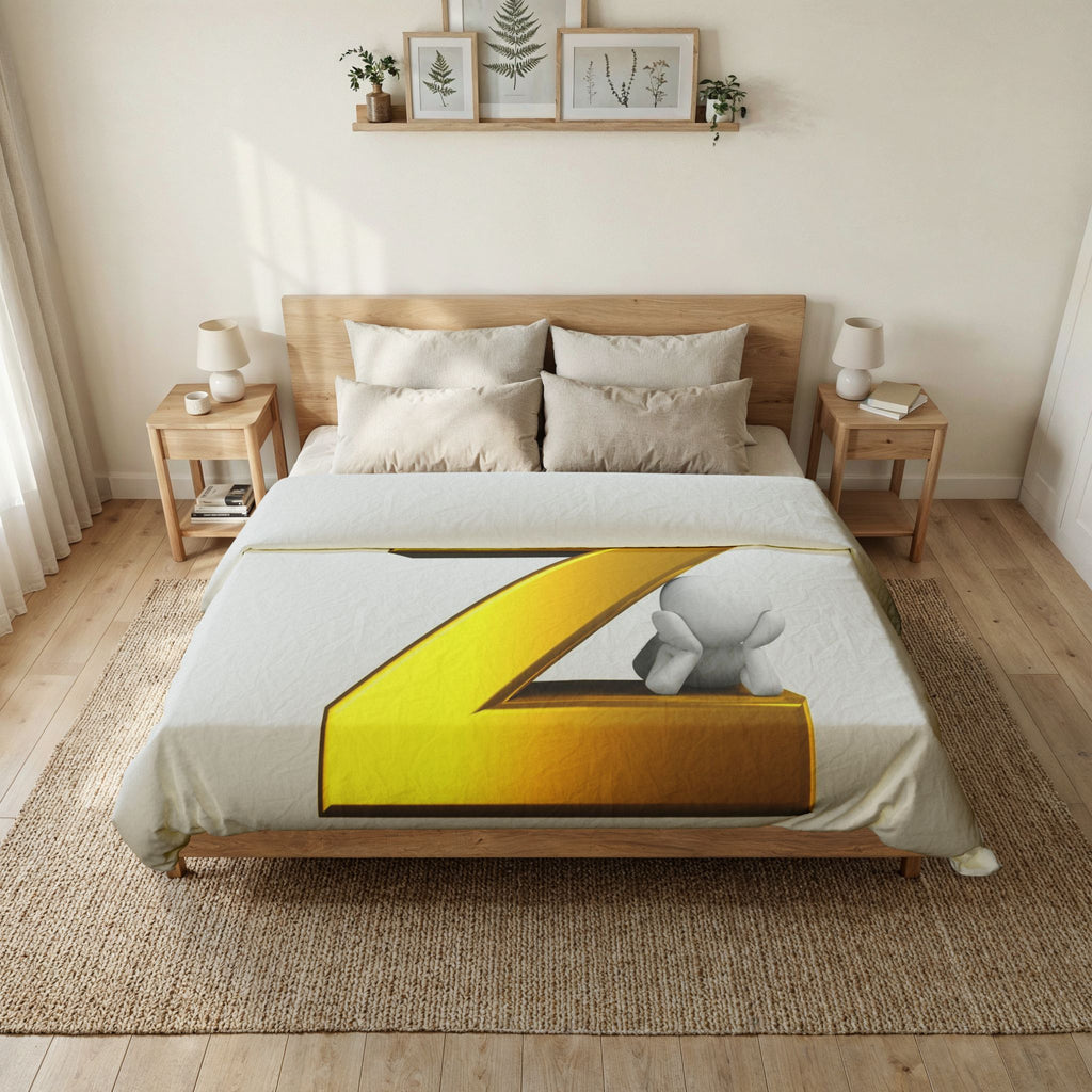 Gold Letter Z Initial Duvet Cover | Monogram Bedding