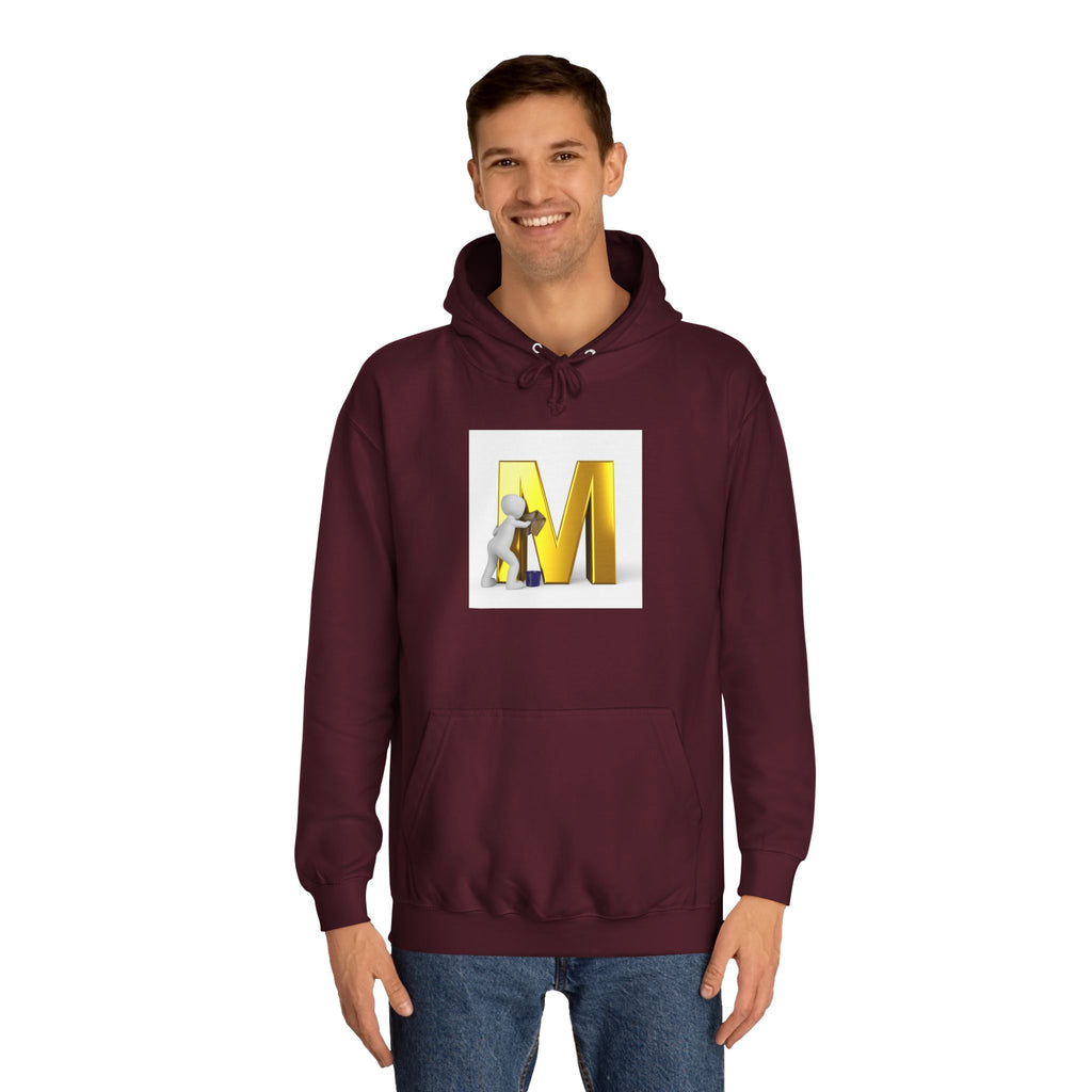 Gold Letter M with Figure Hoodie | Monogram Initial M Sweatshirt