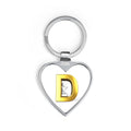 Gold Letter D Heart Keychain | Monogram Initial Keyring