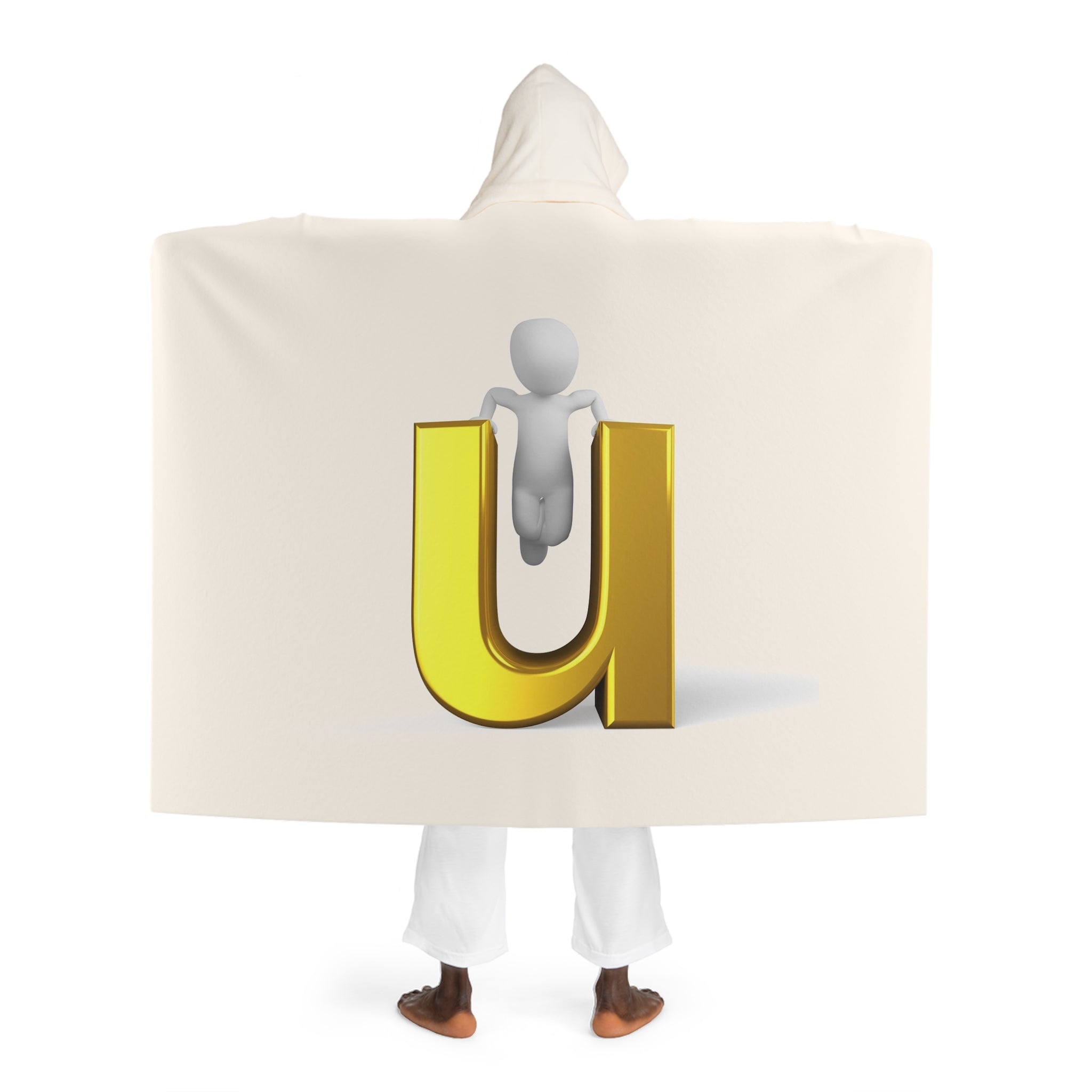 Cozy Hooded Sherpa Blanket hooded blanket | Gold letter U With Figure Oversized Fleece Throw