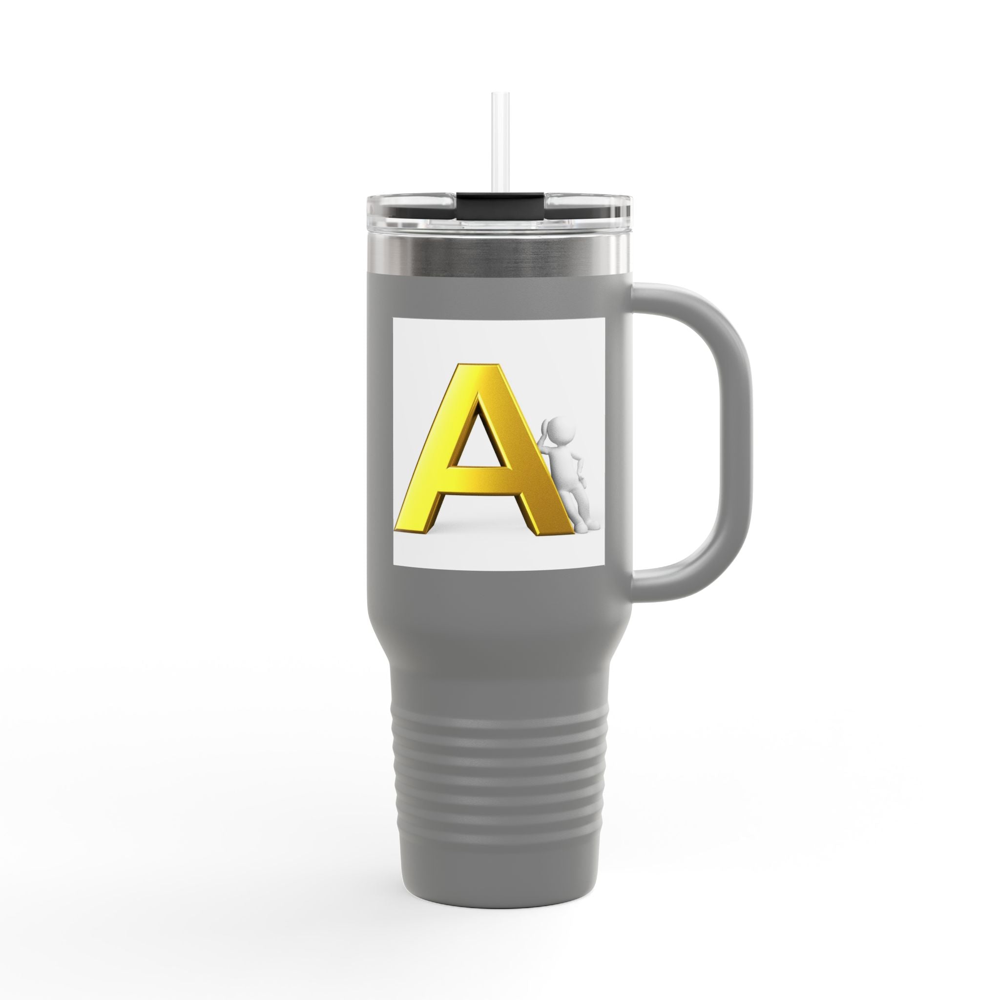 Yellow 3D Letter A Initial Travel Mug | 40oz Insulated Tumbler