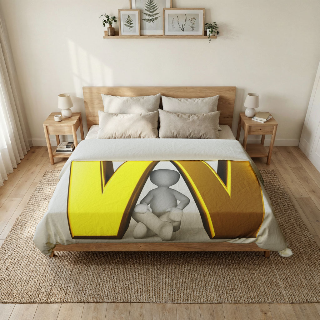 Gold Letter W Initial Duvet Cover | Monogram Bedding