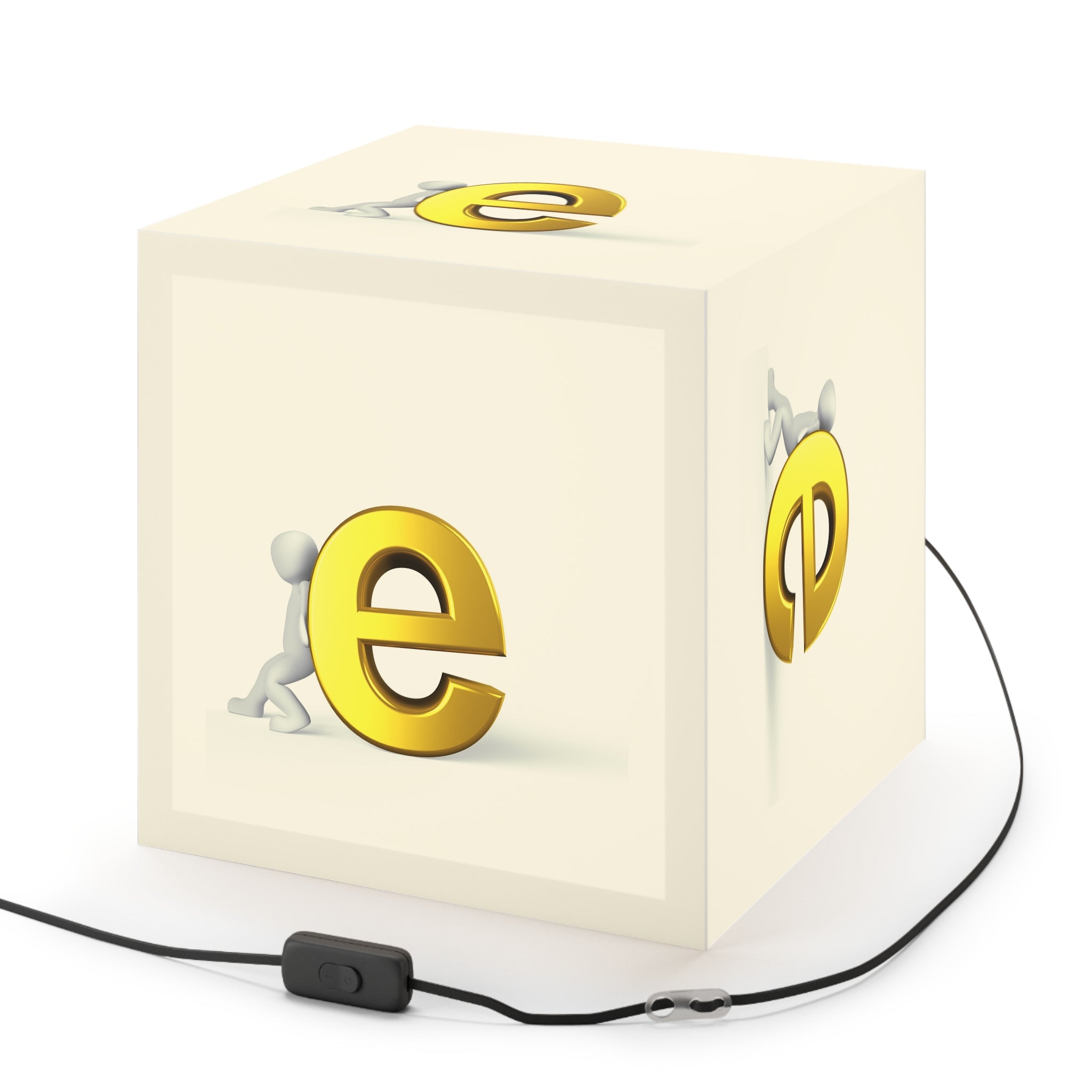 Gold Letter E Cube Lamp, Light Cube Lamp | Alphabet Nursery Nightlight