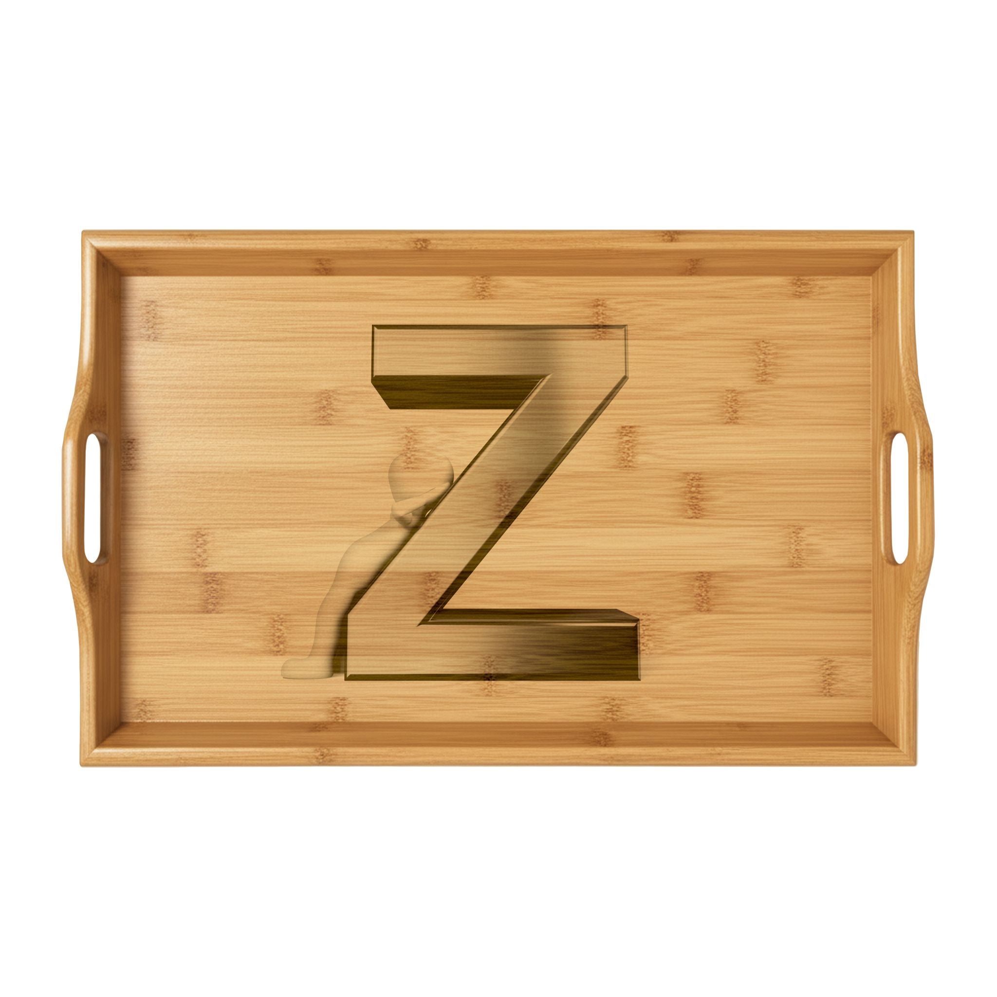 Engraved Letter Z Bamboo Serving Tray | Monogrammed Initial Tray
