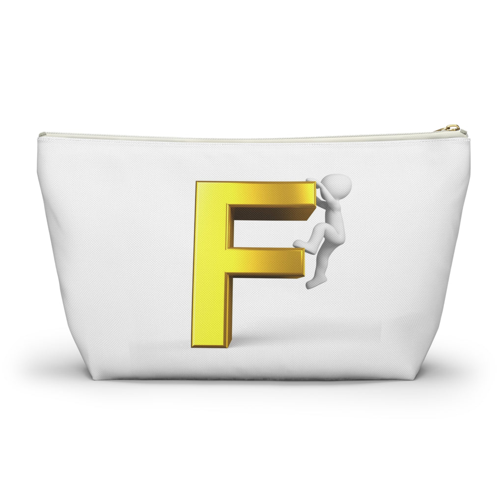 Gold Letter F Climber Accessory Pouch | Monogram Initial Makeup Bag