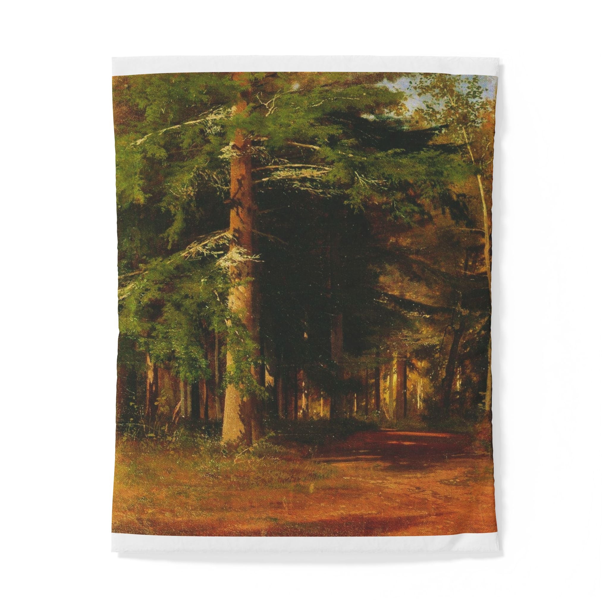 Housse de couette en coton paysage forestier | Illustration d'arbres de forêt