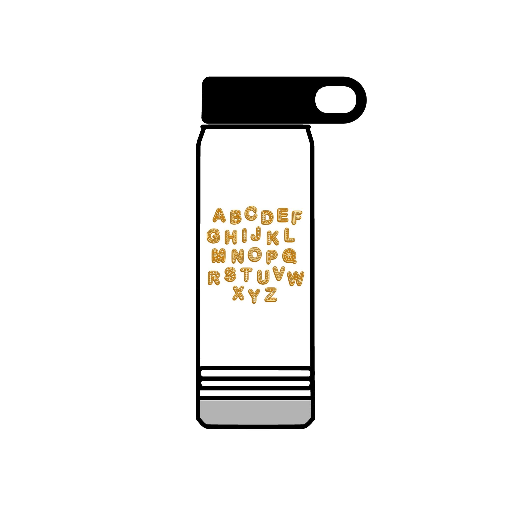 Alphabet Cookies Water Bottle | 20oz Stainless Bottle, Cute Letter Cookie Design
