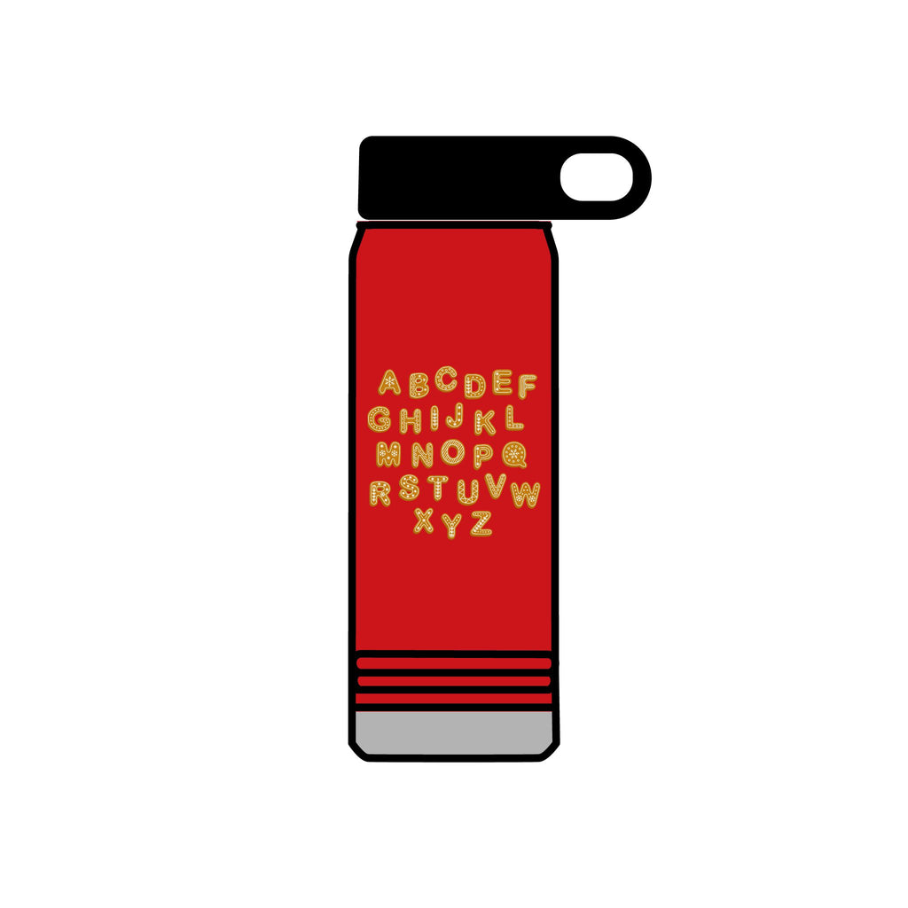 Alphabet Cookies Water Bottle | 20oz Stainless Bottle, Cute Letter Cookie Design