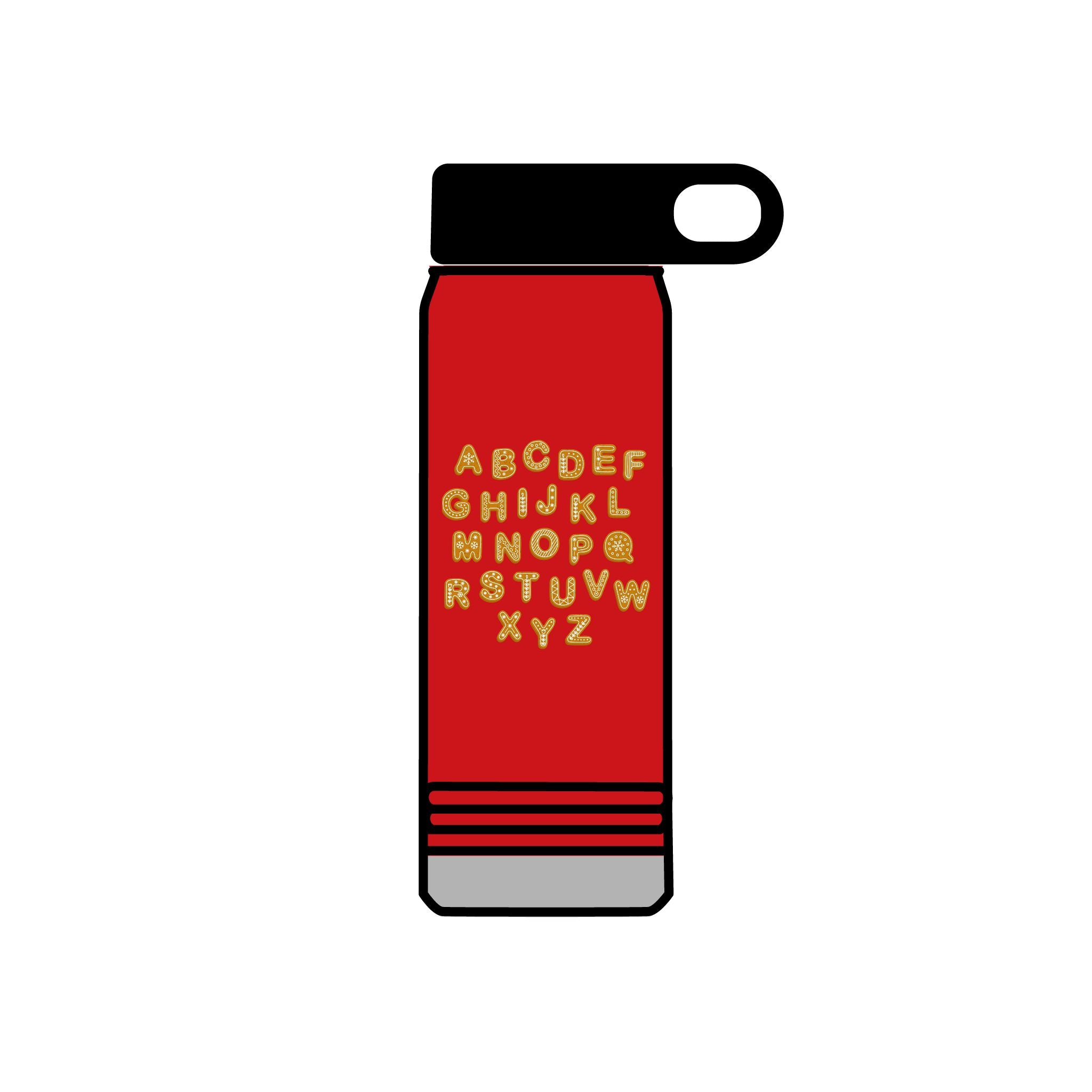 Alphabet Cookies Water Bottle | 20oz Stainless Bottle, Cute Letter Cookie Design