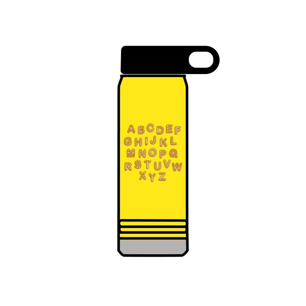 Alphabet Cookies Water Bottle | 20oz Stainless Bottle, Cute Letter Cookie Design