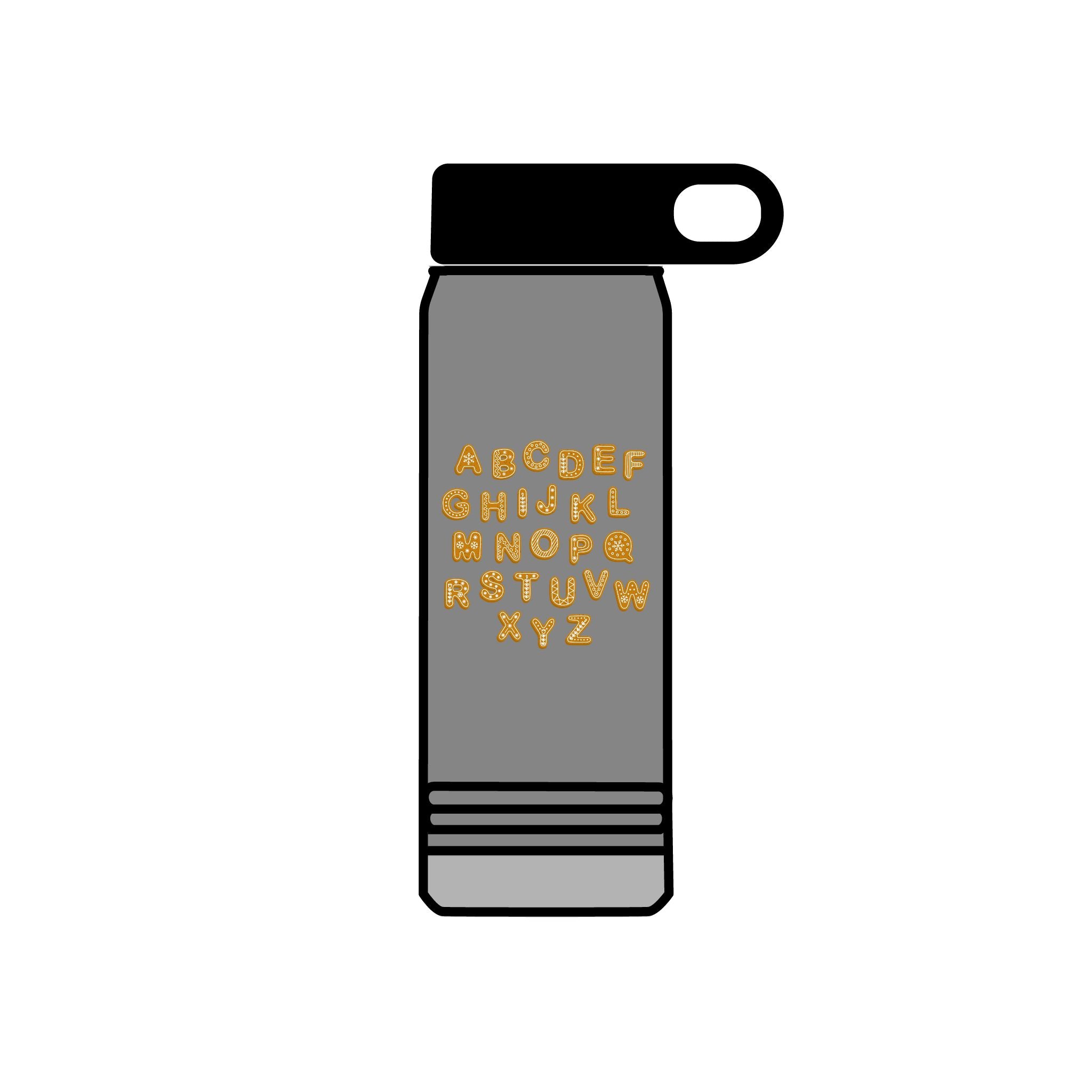 Alphabet Cookies Water Bottle | 20oz Stainless Bottle, Cute Letter Cookie Design