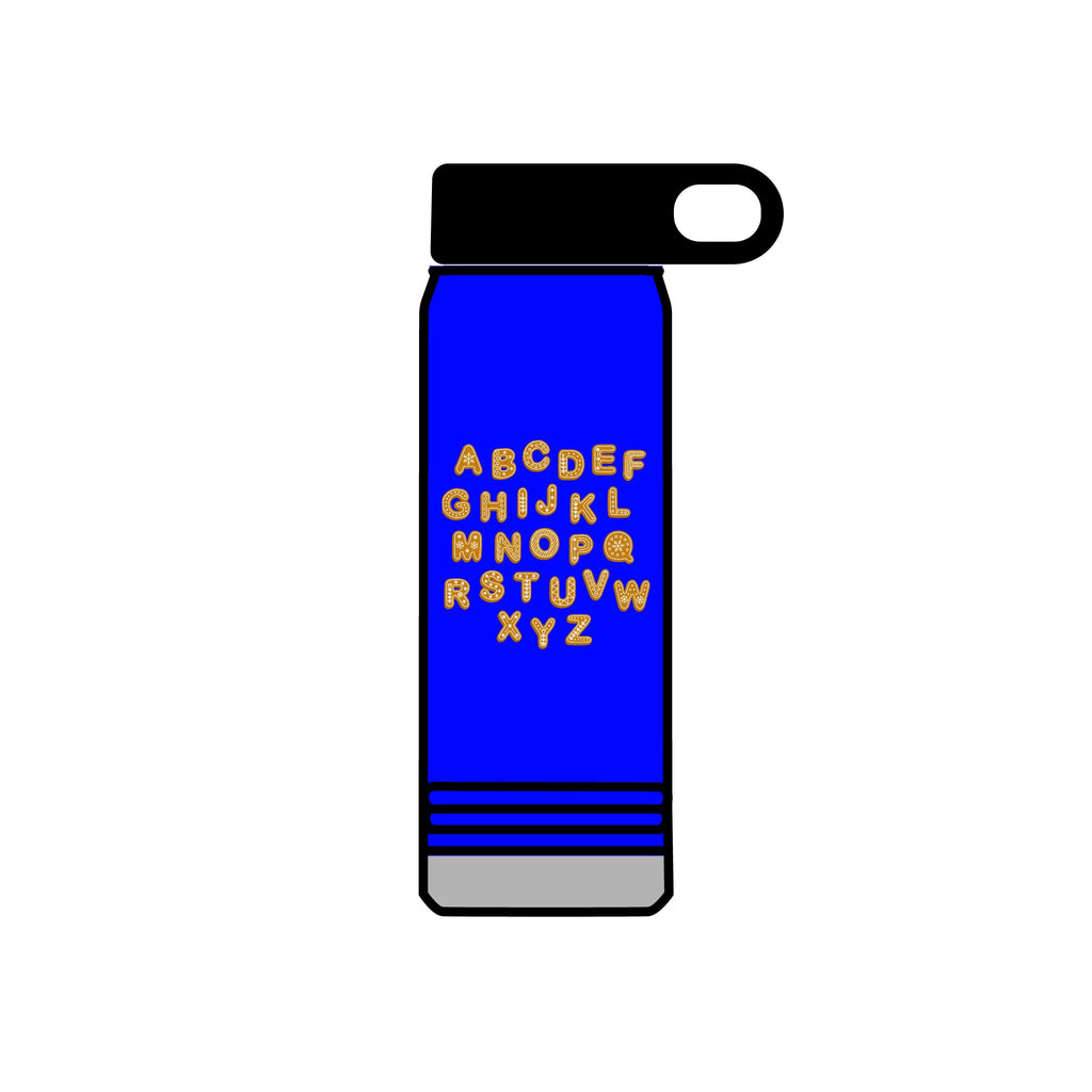Alphabet Cookies Water Bottle | 20oz Stainless Bottle, Cute Letter Cookie Design
