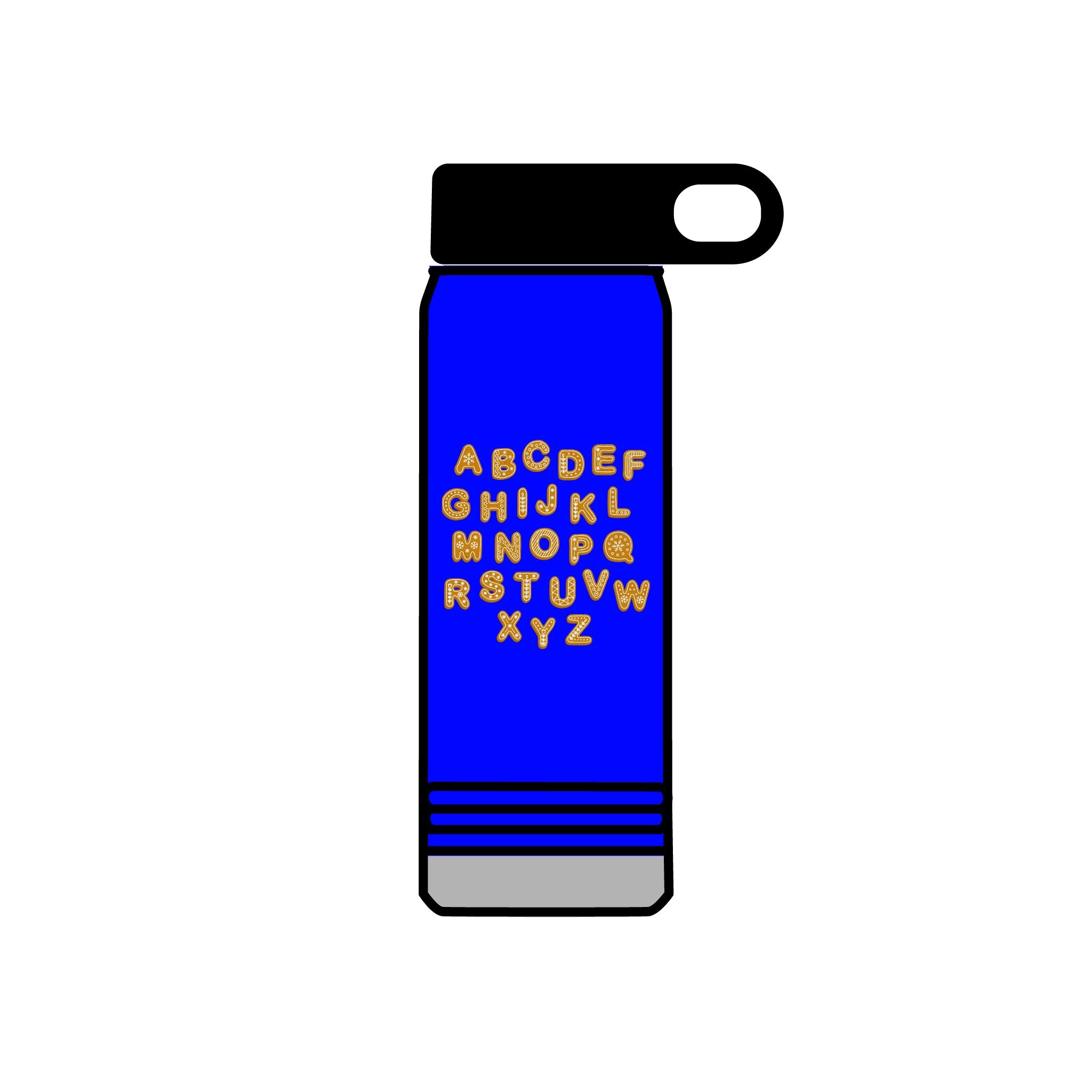 Alphabet Cookies Water Bottle | 20oz Stainless Bottle, Cute Letter Cookie Design