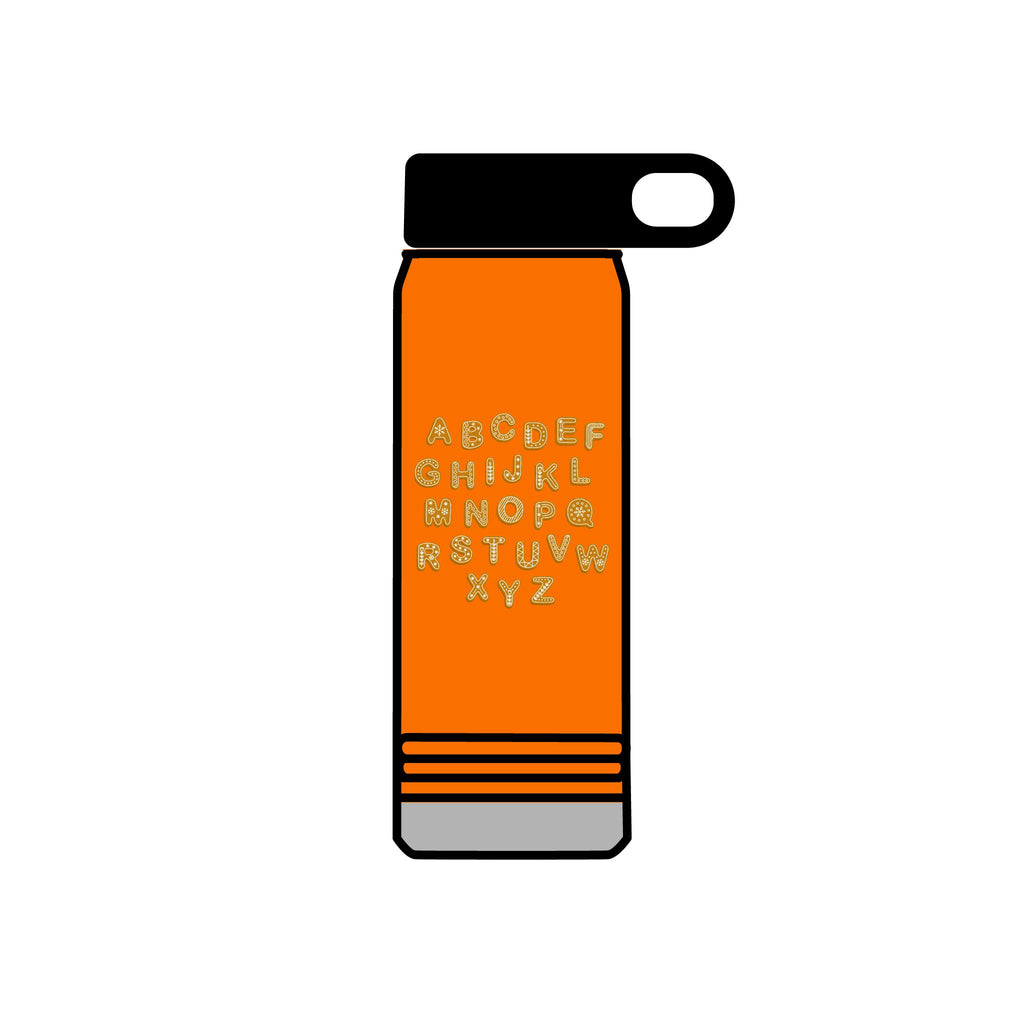 Alphabet Cookies Water Bottle | 20oz Stainless Bottle, Cute Letter Cookie Design