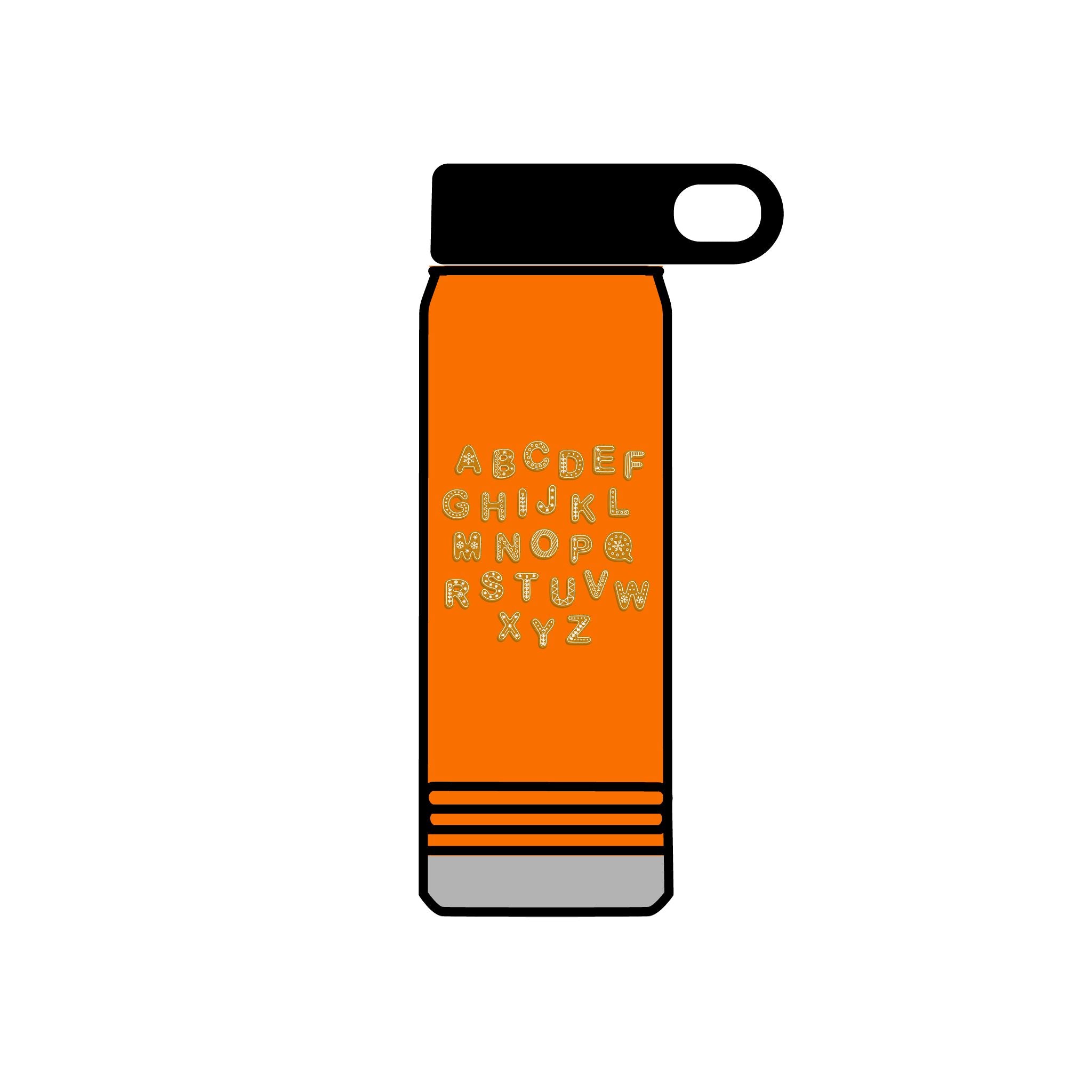 Alphabet Cookies Water Bottle | 20oz Stainless Bottle, Cute Letter Cookie Design