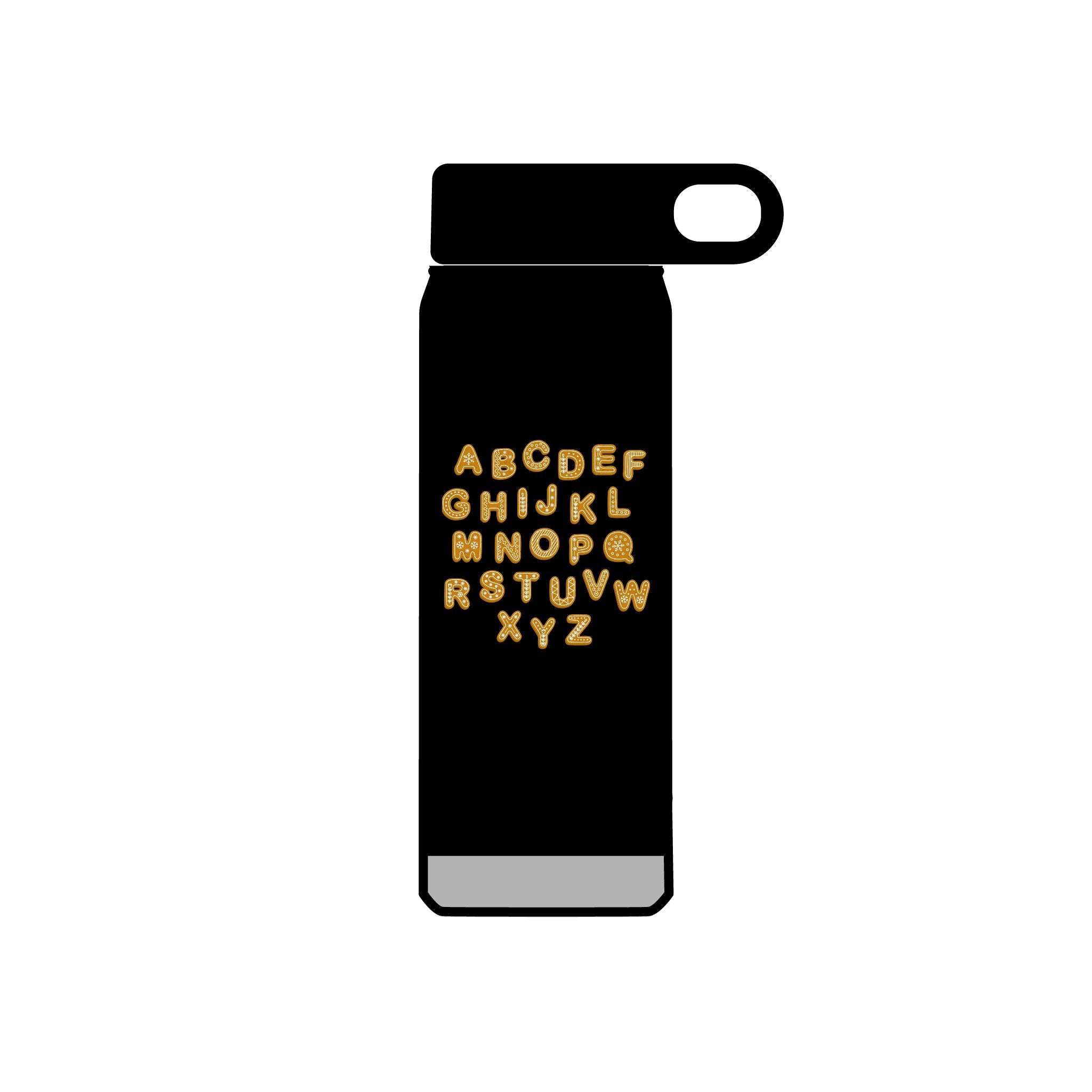 Alphabet Cookies Water Bottle | 20oz Stainless Bottle, Cute Letter Cookie Design