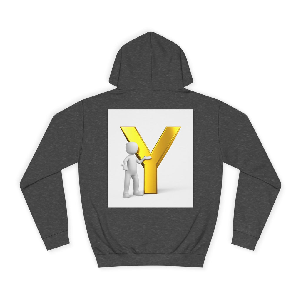 3D Gold Letter Y with Figure Hoodie | Initial Monogram Sweatshirt