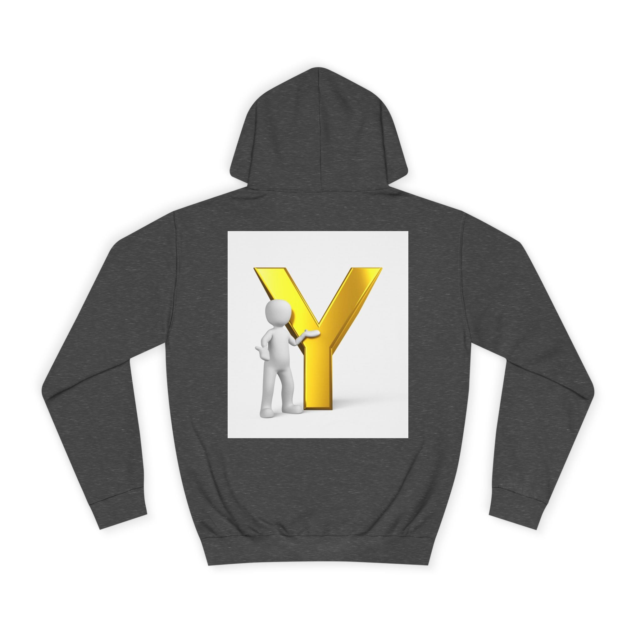 3D Gold Letter Y with Figure Hoodie | Initial Monogram Sweatshirt
